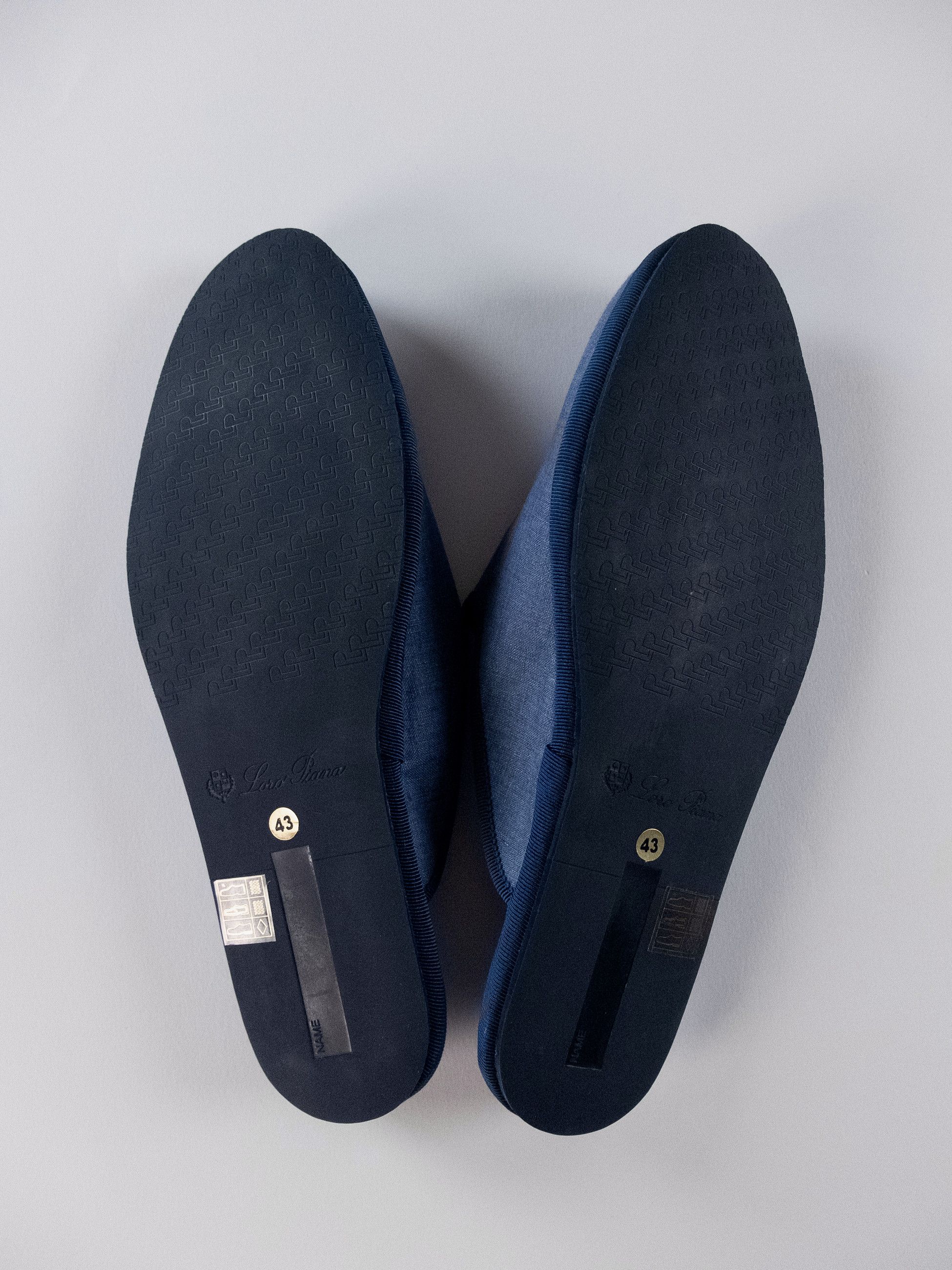 Loro Piana LORO PIANA Open Venice Solaire blue cotton linen slippers 10 Size US 10 / EU 43 - 6 Thumbnail