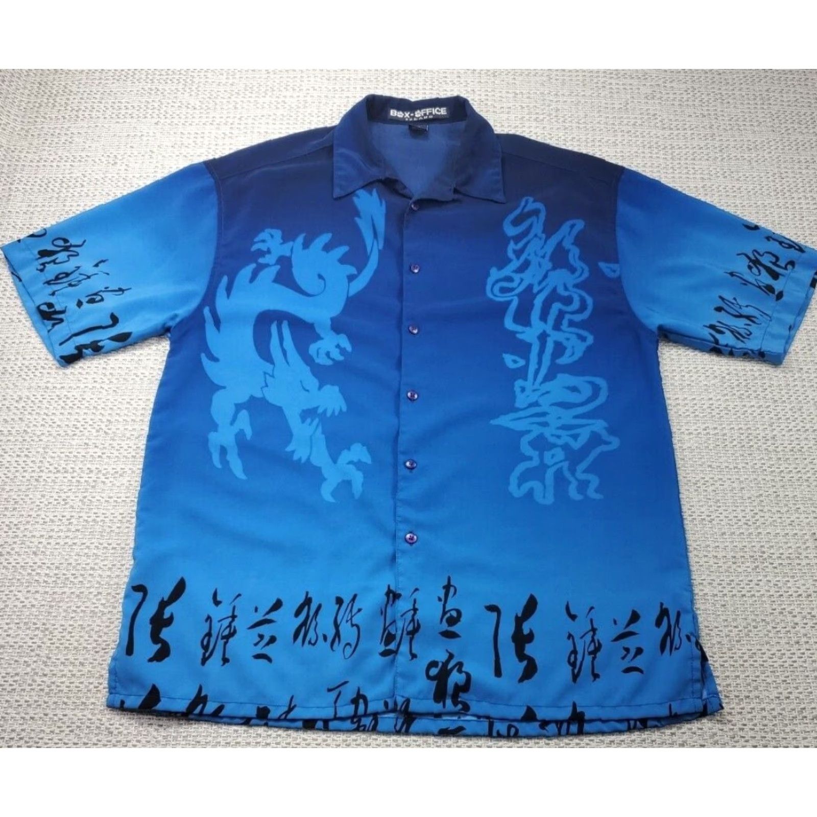 Vintage VINTAGE Box Office Island Shirt Mens M Blue Dragon Asian Casual Button-Up Short Sleeve Size US M / EU 48-50 / 2 - 2 Thumbnail
