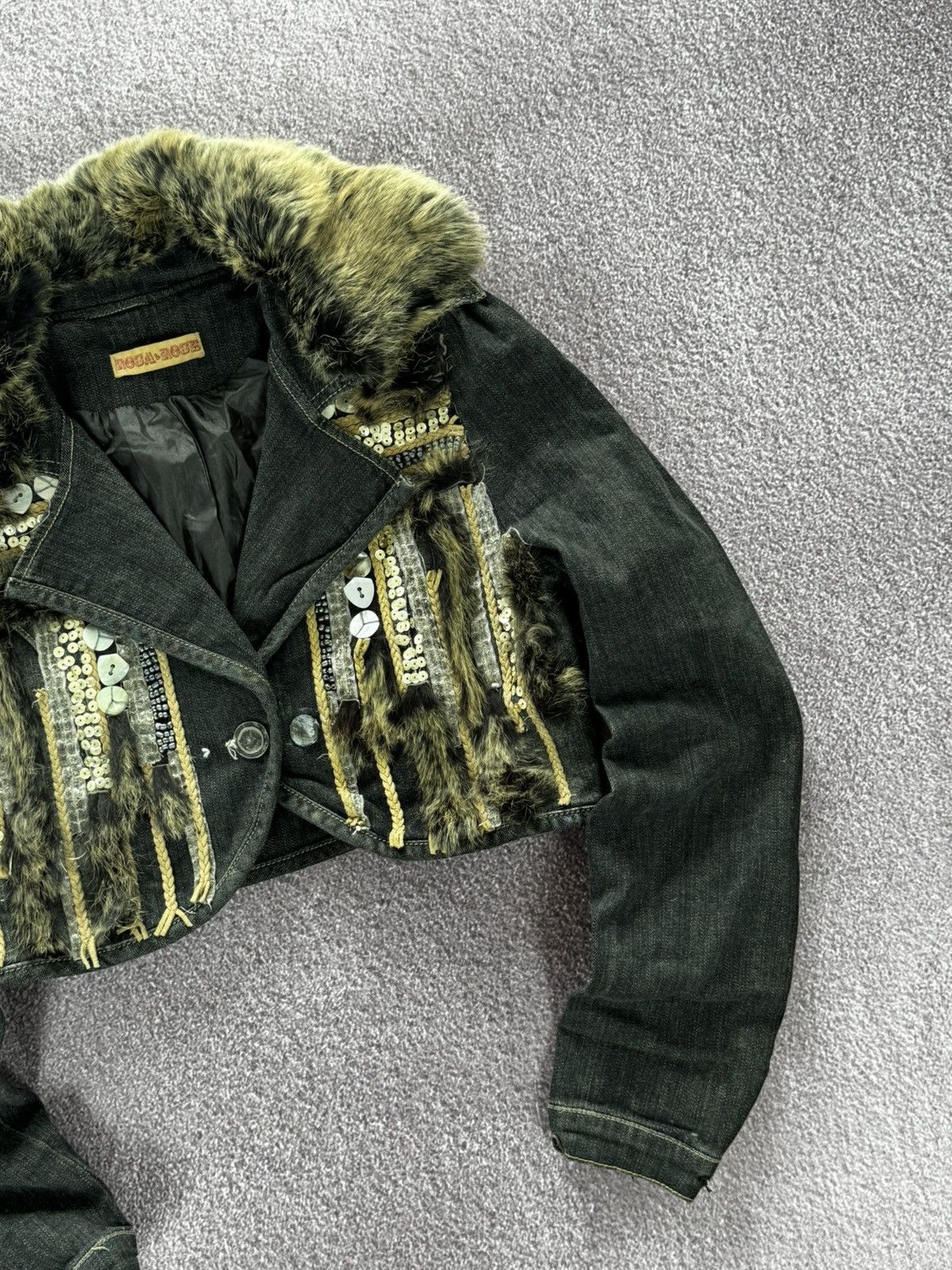 Designer Vintage Y2K Denim Western Cropped Distressed Jacket Size M / US 6-8 / IT 42-44 - 5 Thumbnail
