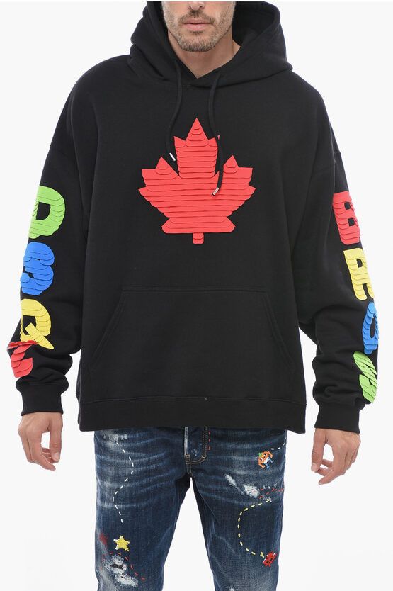 Dsquared2 Hoodie Sweatshirt with Multicolored Textured