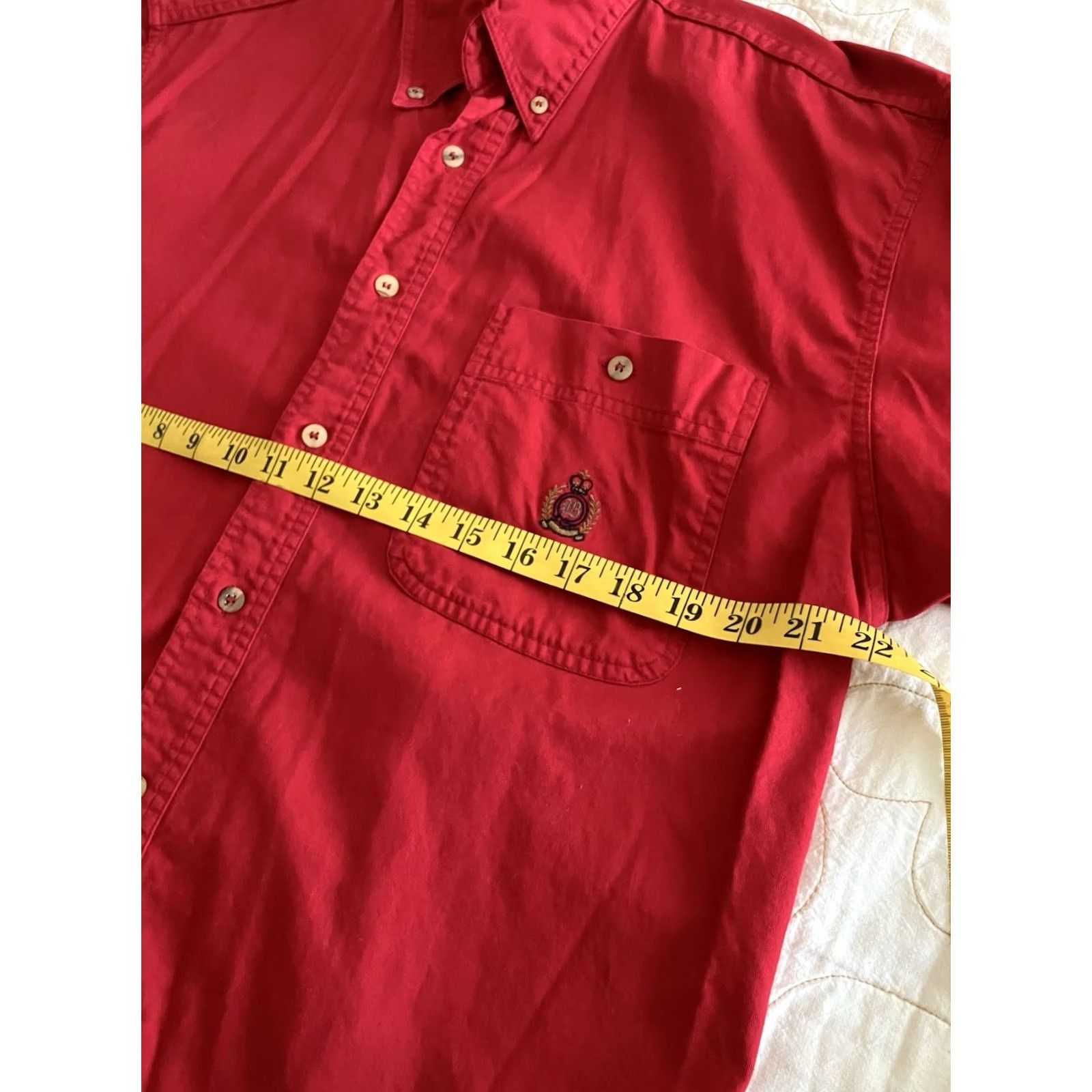 Bugle Boy VINTAGE Bugle Boy Shirt Men M Red Solid Short Sleeve Button-Down Embroidered Crest Pocket 90s Classic Size US M / EU 48-50 / 2 - 5 Thumbnail