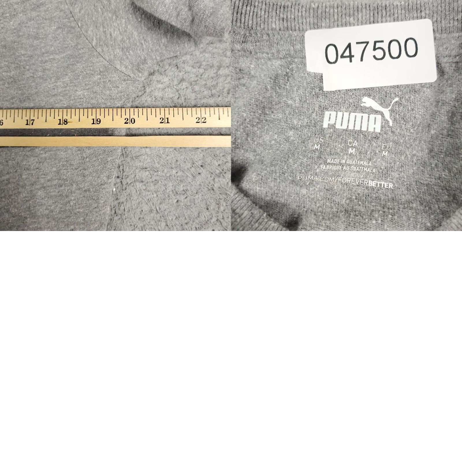 Puma PUMA Shirt Adult Medium Gray Cotton Blend Short Sleeve Crew Neck Logo Sports Mens Size US M / EU 48-50 / 2 - 8 Thumbnail