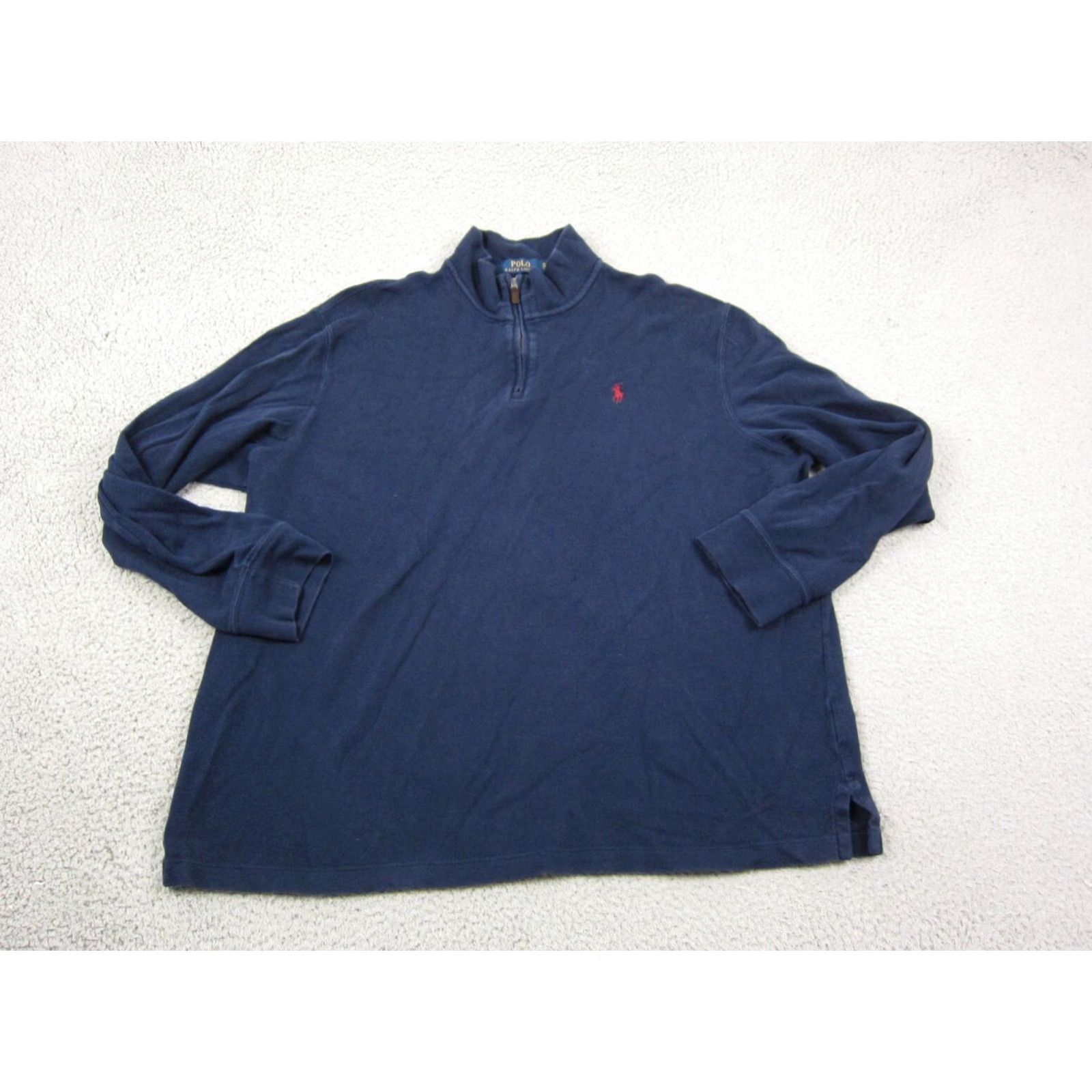 Polo Ralph Lauren Polo Ralph Lauren Sweatshirt Adult XL Blue Red Pony Estate Rib Mens 90s 1/4 Zip Mock Neck Zip Front Polo Brand Logo Size US XL / EU 56 / 4 - 2 Thumbnail