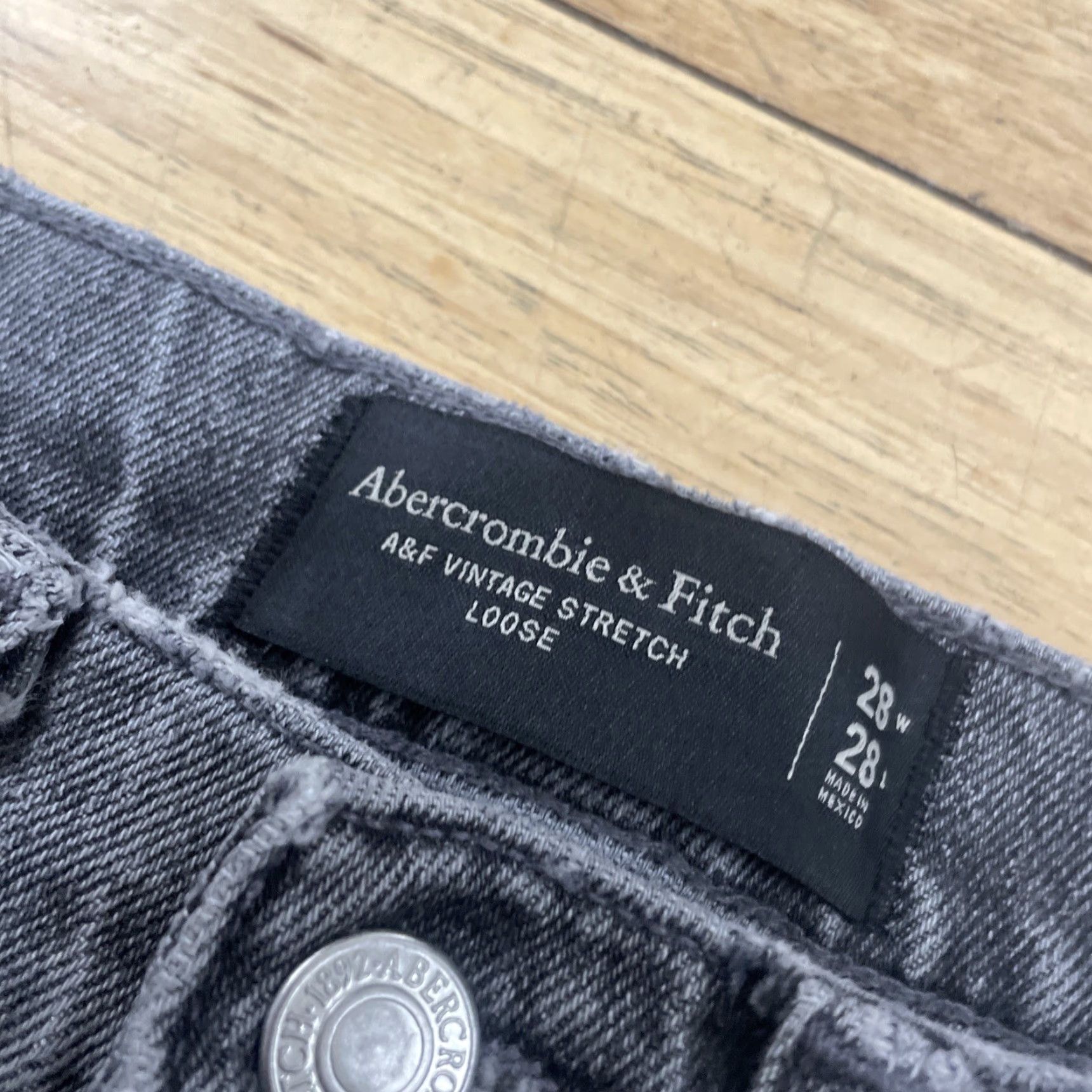 Abercrombie & Fitch Abercrombie & Fitch Jeans A&F Vintage Stretch Loose Gray Black Denim 28x28 90's Straight Jeans Mens Regular 5-Pocket Theme Vintage Streetwear Size US 28 / EU 44 - 5 Thumbnail