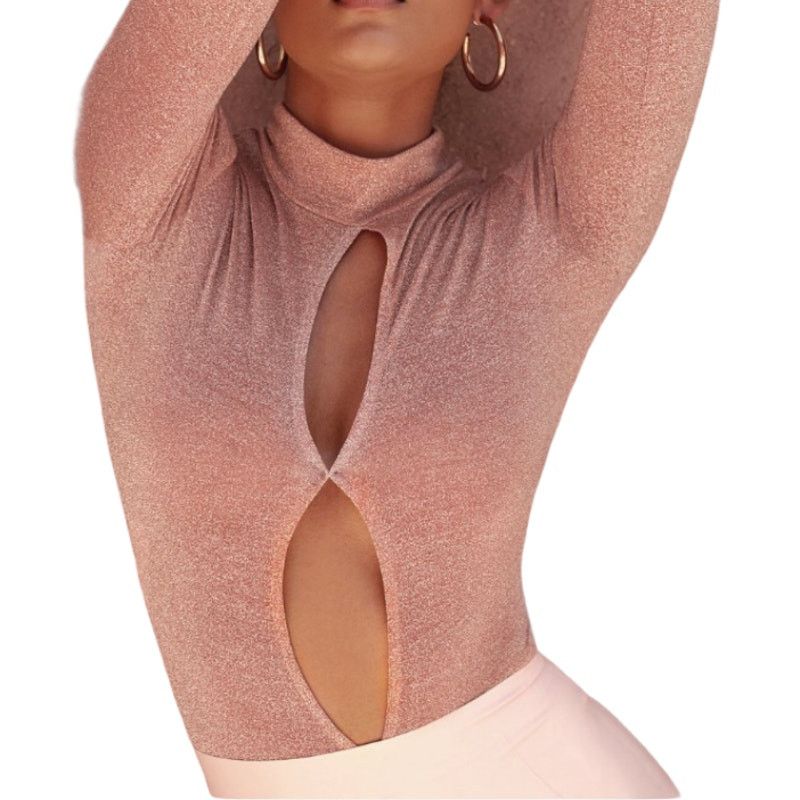 House of CB House of CB metallic bodysuit top pink keyhole mock neck Size XS / US 0-2 / IT 36-38 - 11 Thumbnail