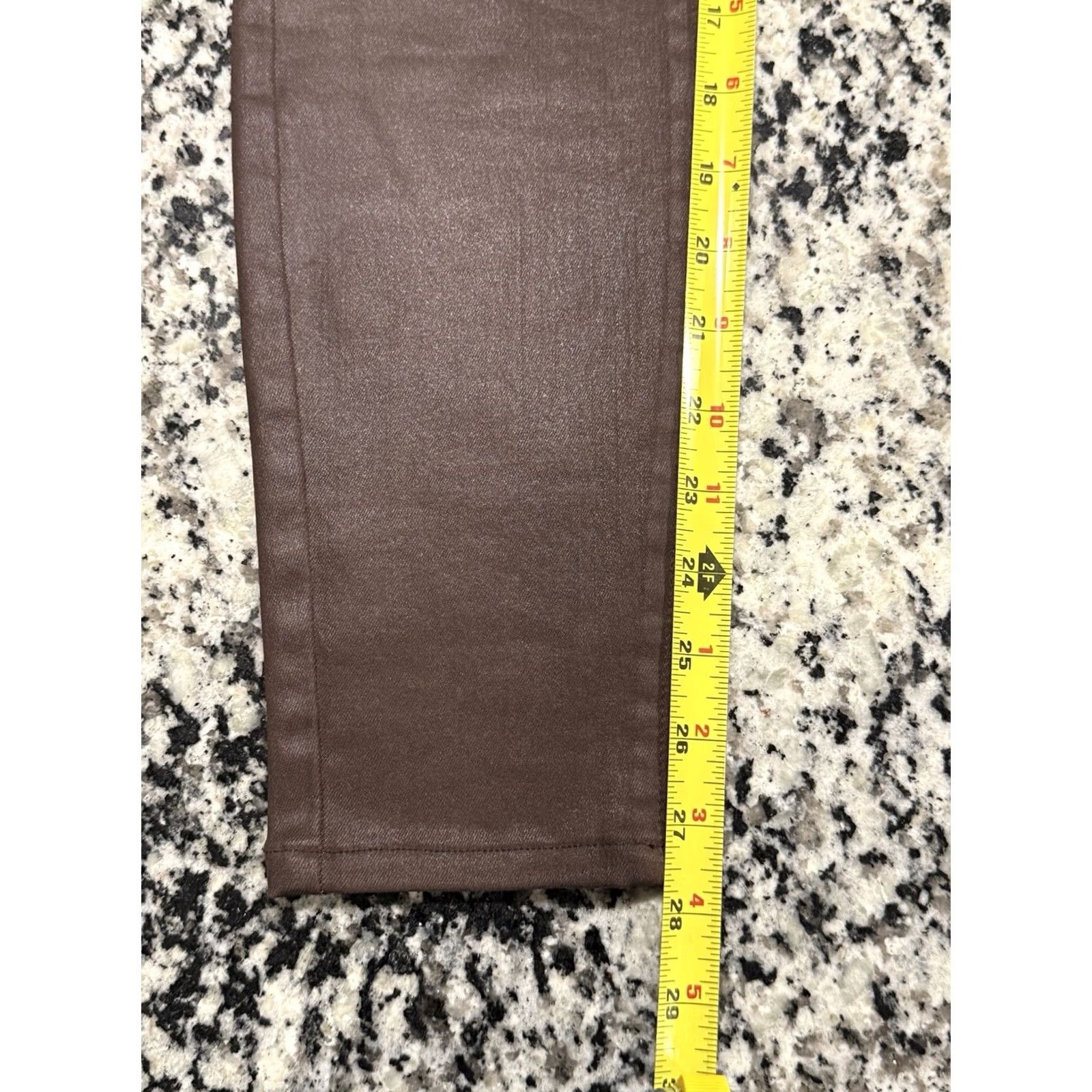 L'AGENCE L Agence Jeans Skinny Womens High Rise Coated Marguerite Cocoa Brown 27 Inseam 27.5 Zip Button Stretch Slimming City Season Fall Winter Spring Size 27" / US 4 / IT 40 - 3 Thumbnail