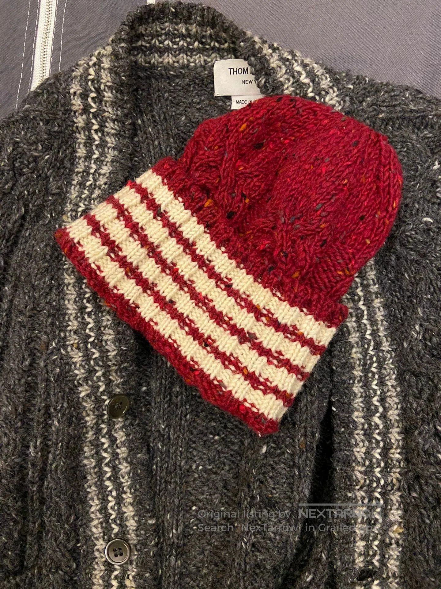 Thom Browne thom browne knitted cap in red and white. Size ONE SIZE - 3 Thumbnail