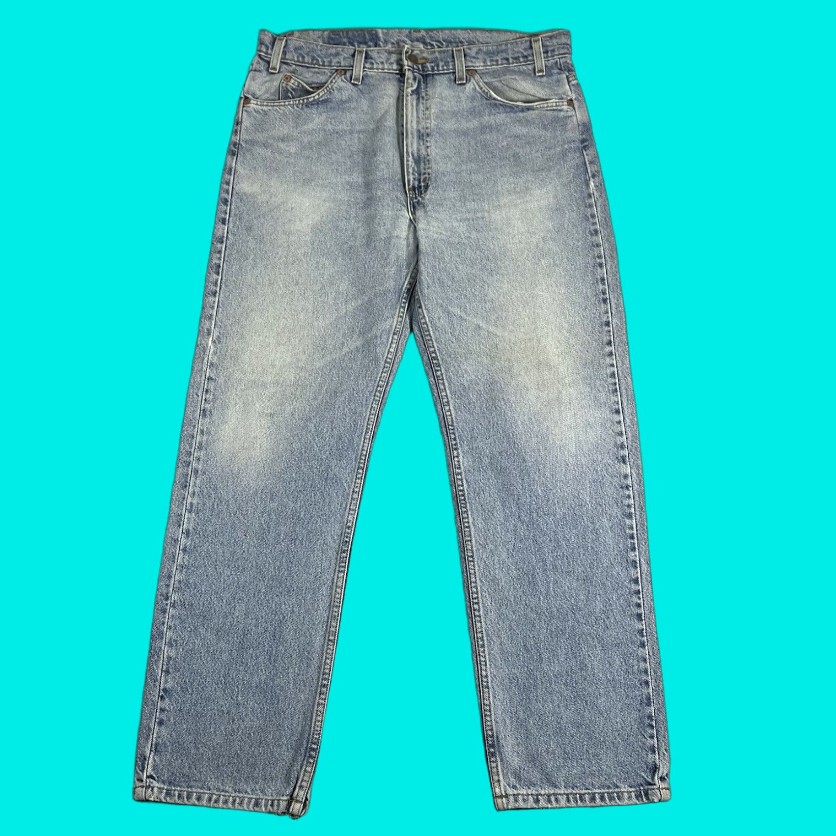 Levi's Levi's 505 Jeans Men 38x30 Blue Light Wash Regular Straight 90s VTG Vintage Denim Cotton Belt Pockets Jeans Model Levi's 505 90s Theme Mens Size US 38 / EU 54 - 1 Thumbnail