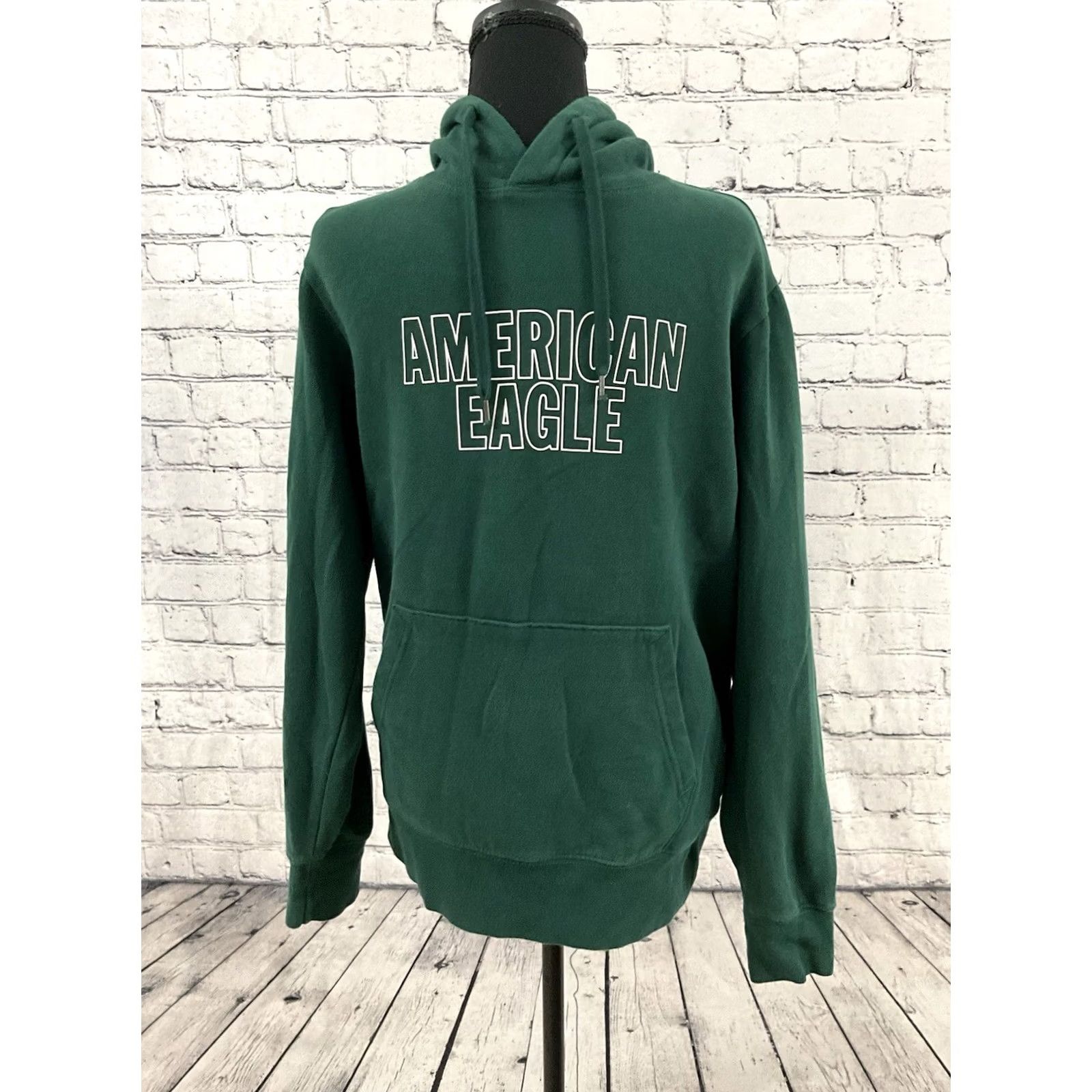 American Eagle Outfitters VINTAGE? American Eagle Hoodie Pullover Womens Green Front Pocket Drawstring Crew Neck Regular Size XS Size S / US 4 / IT 40 - 4 Thumbnail