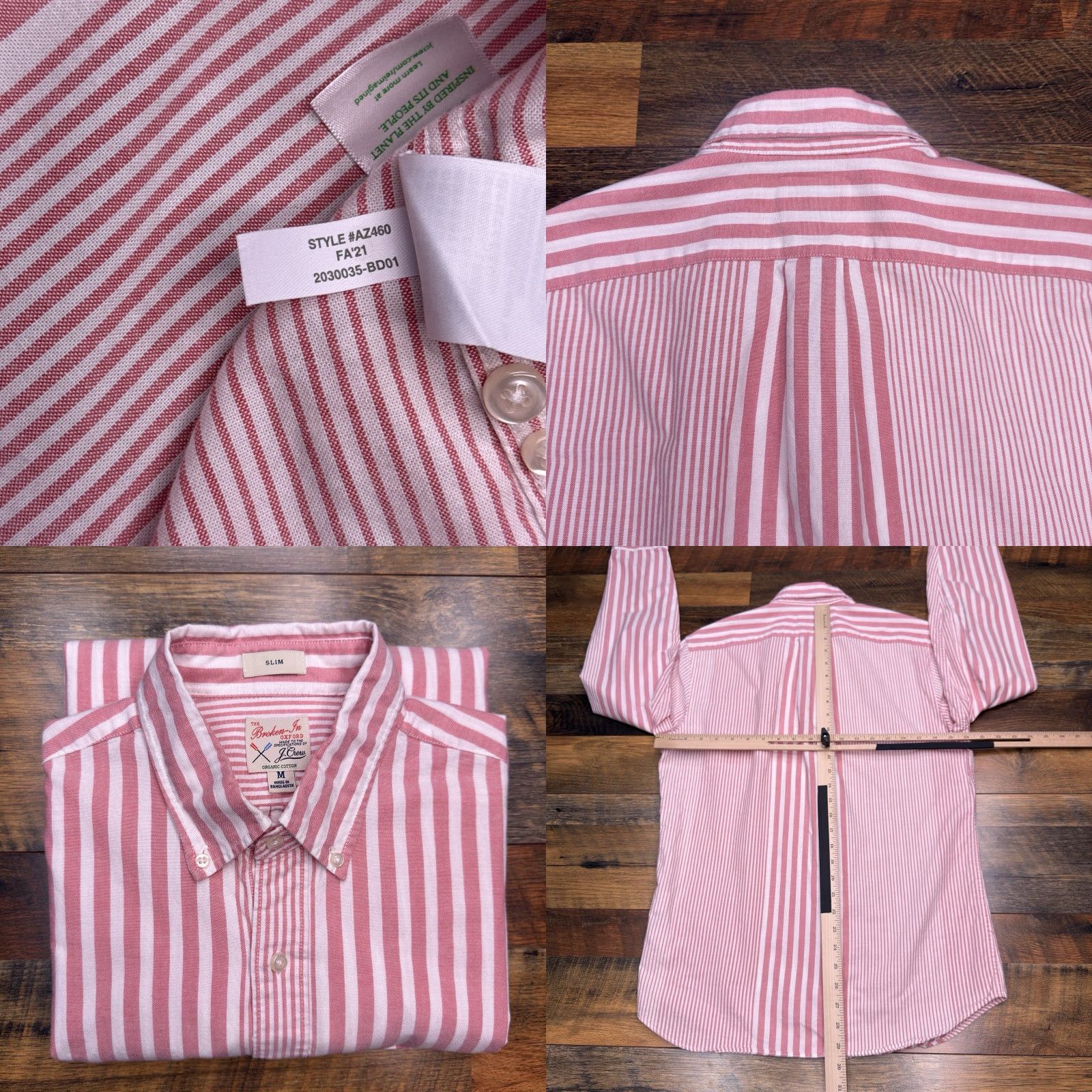 J.Crew J. Crew Button-Up Shirt Mens Medium Pink Striped Slim Fit Oxford Long Sleeve Size US M / EU 48-50 / 2 - 8 Thumbnail