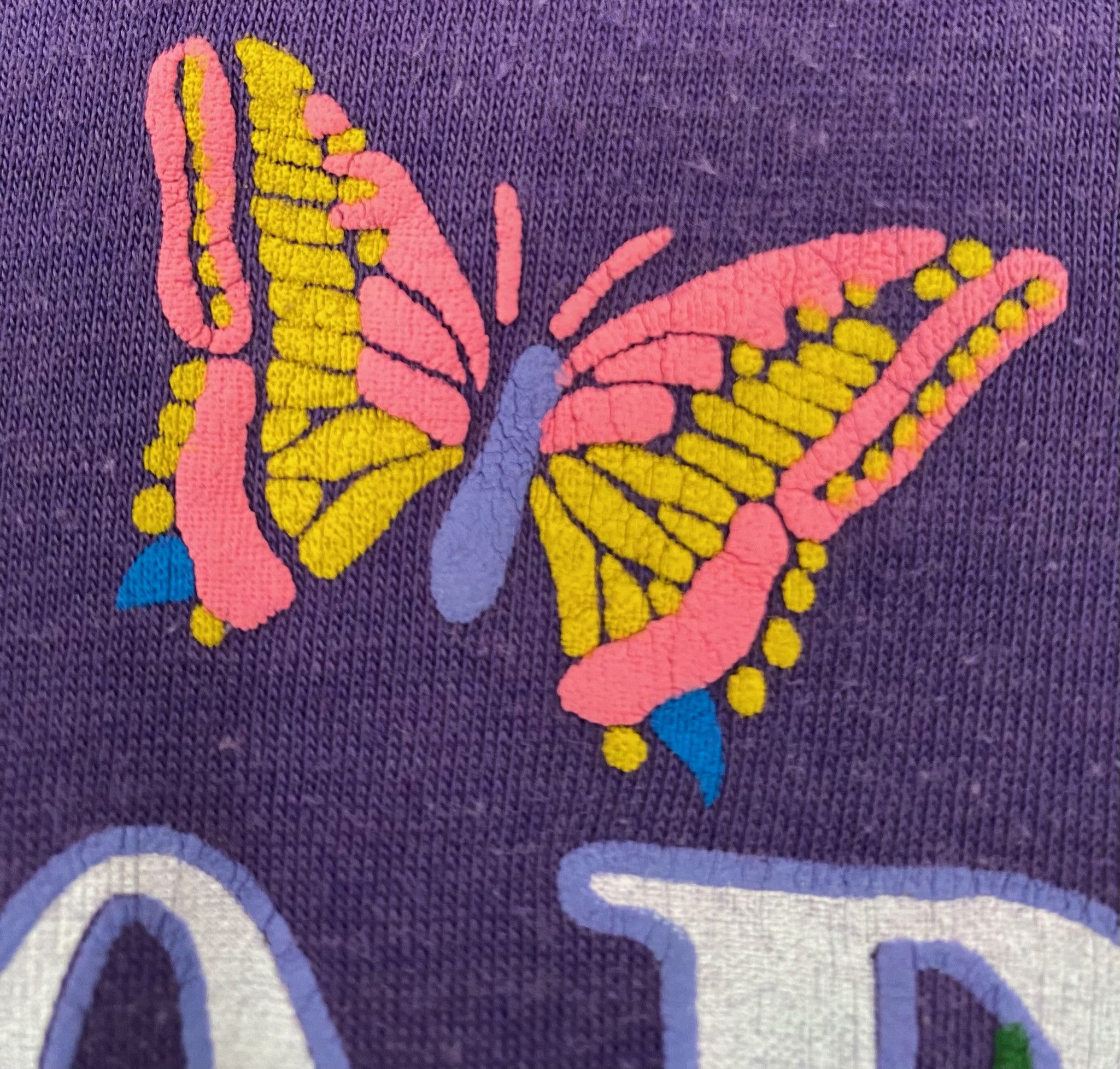 Vintage 80’s Victoria Canada Floral Butterflies Purple T-Shirt Large Size L / US 10 / IT 46 - 6 Thumbnail