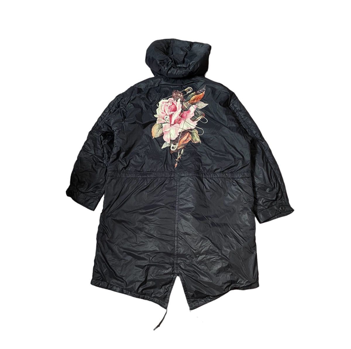 Undercover Undercover x gu rose and safety pin black parka | Grailed