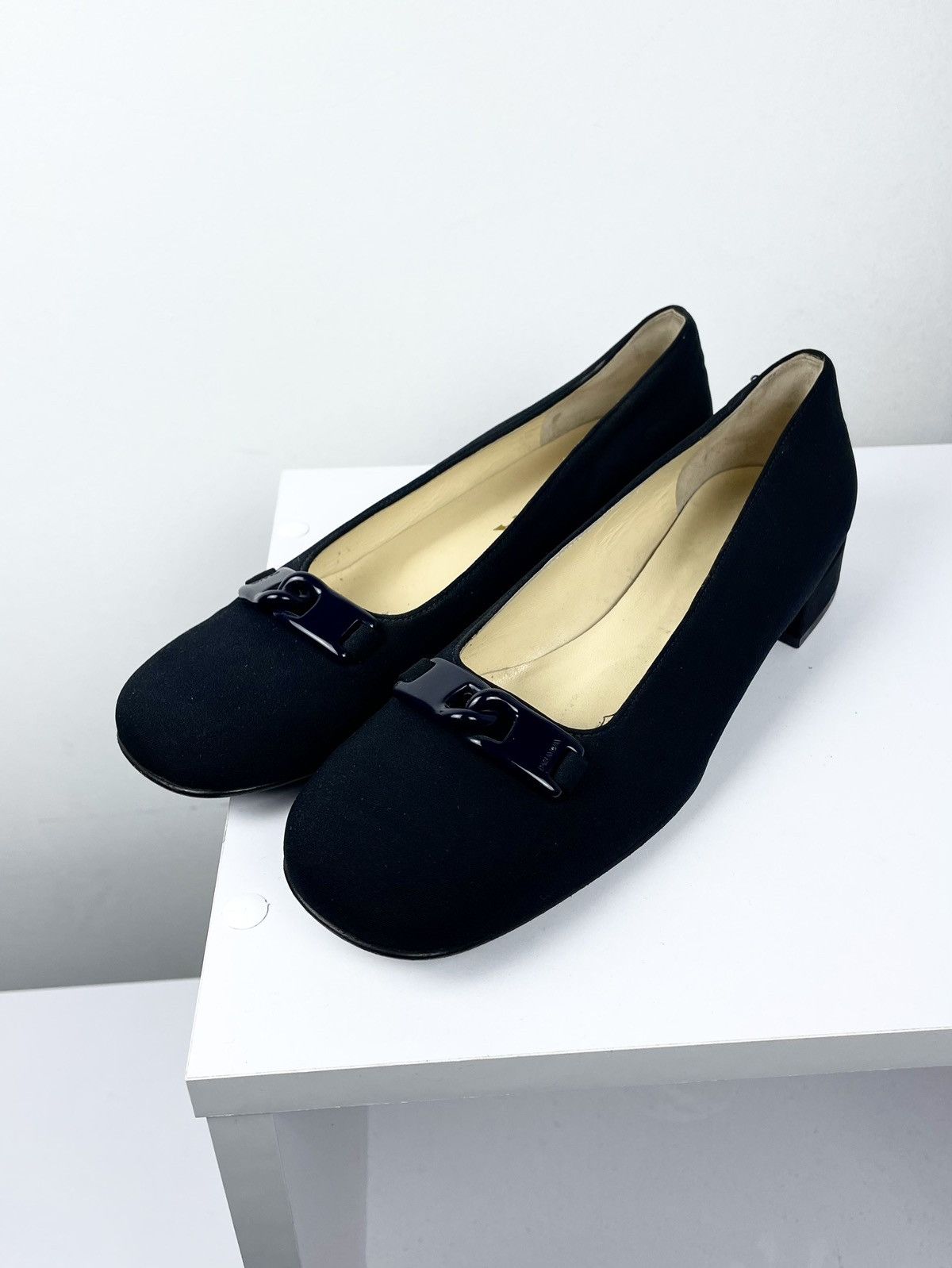 Prada Prada Black Ballet Flats Logo Buckle Loafers Pumps Size US 7 / IT 37 - 1 Thumbnail