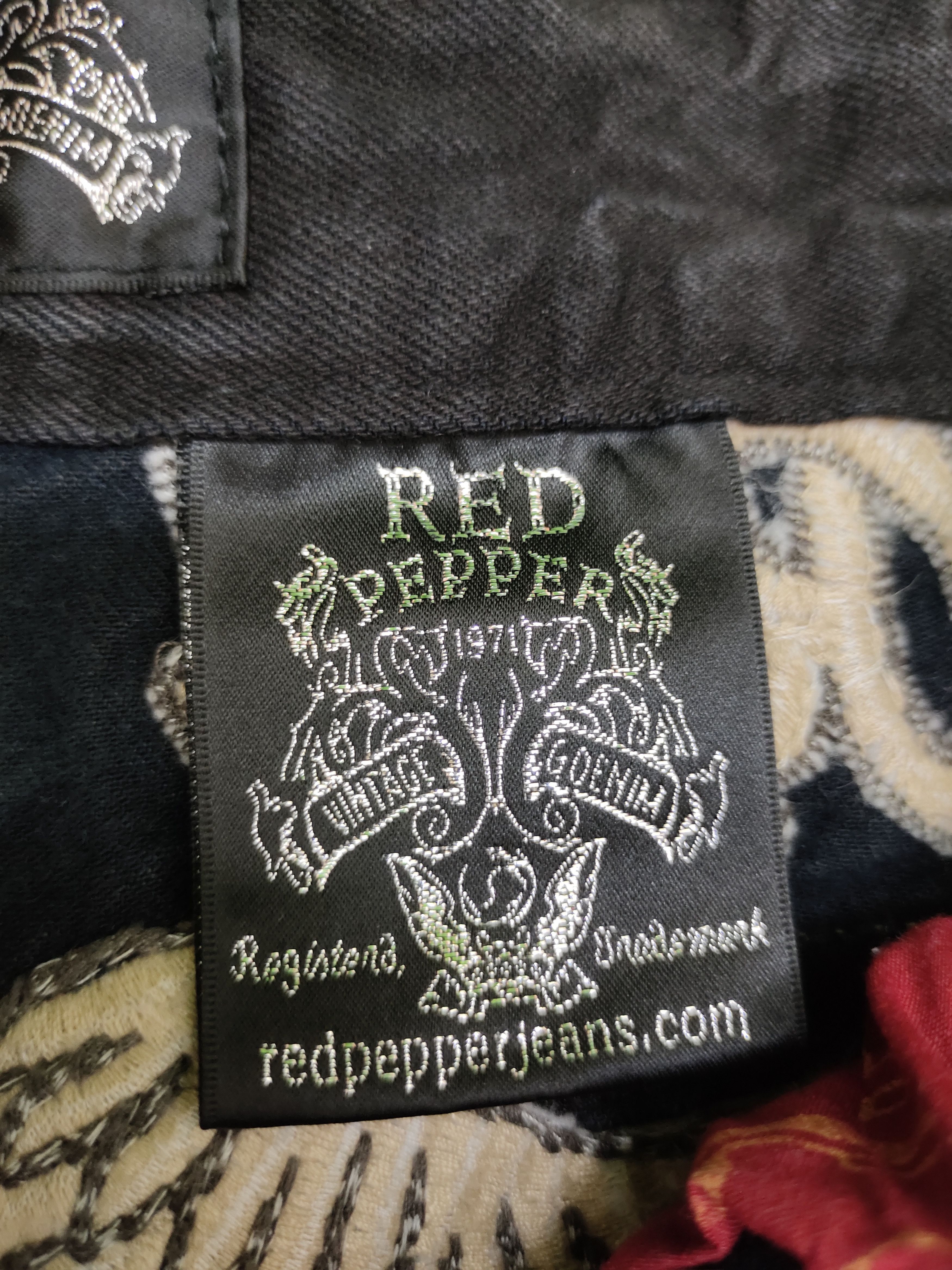 Vintage Red Pepper Wing & UK Flag Embroidered Denim Ed Hardy Y2k Size US 36 / EU 52 - 19 Thumbnail