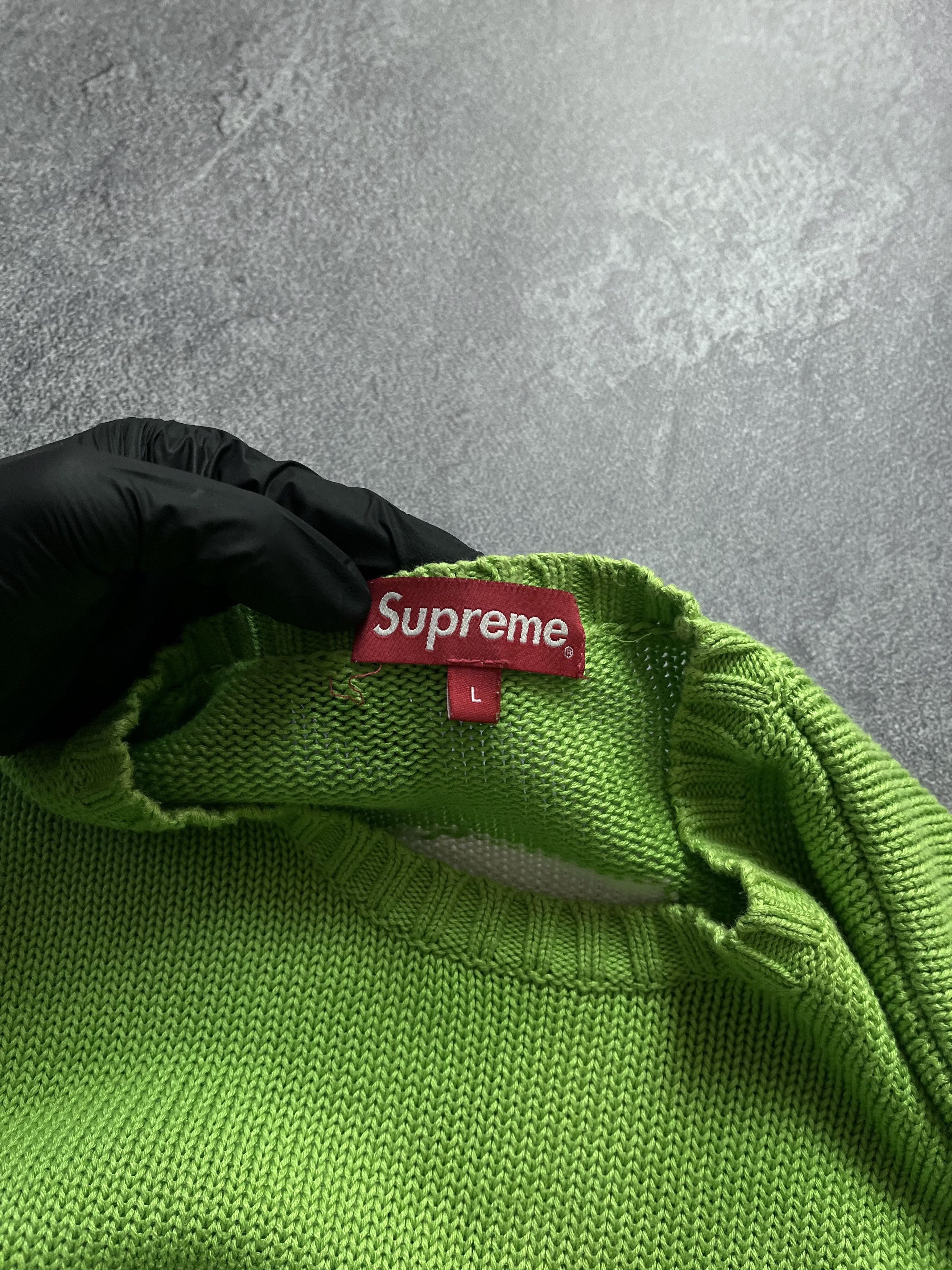 Supreme Supreme Back Logo Neon Green Crewneck Sweater Pullover L Size US L / EU 52-54 / 3 - 8 Thumbnail