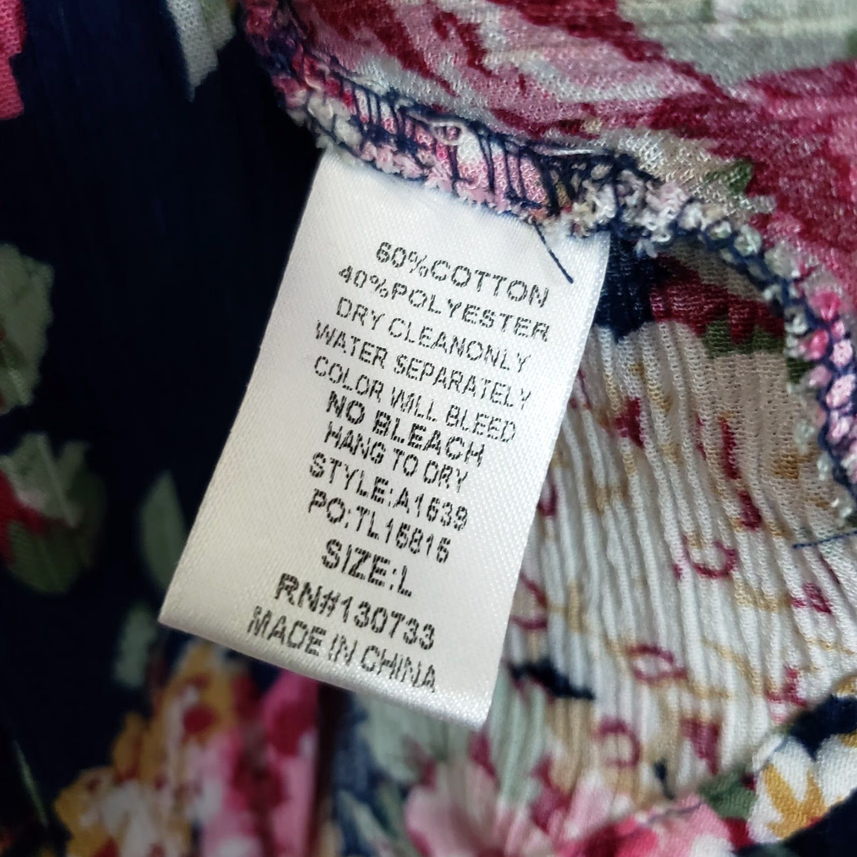 Vintage Umgee Womens Dress L Blue Pink Floral Cotton Blend Size L / US 10 / IT 46 - 6 Thumbnail