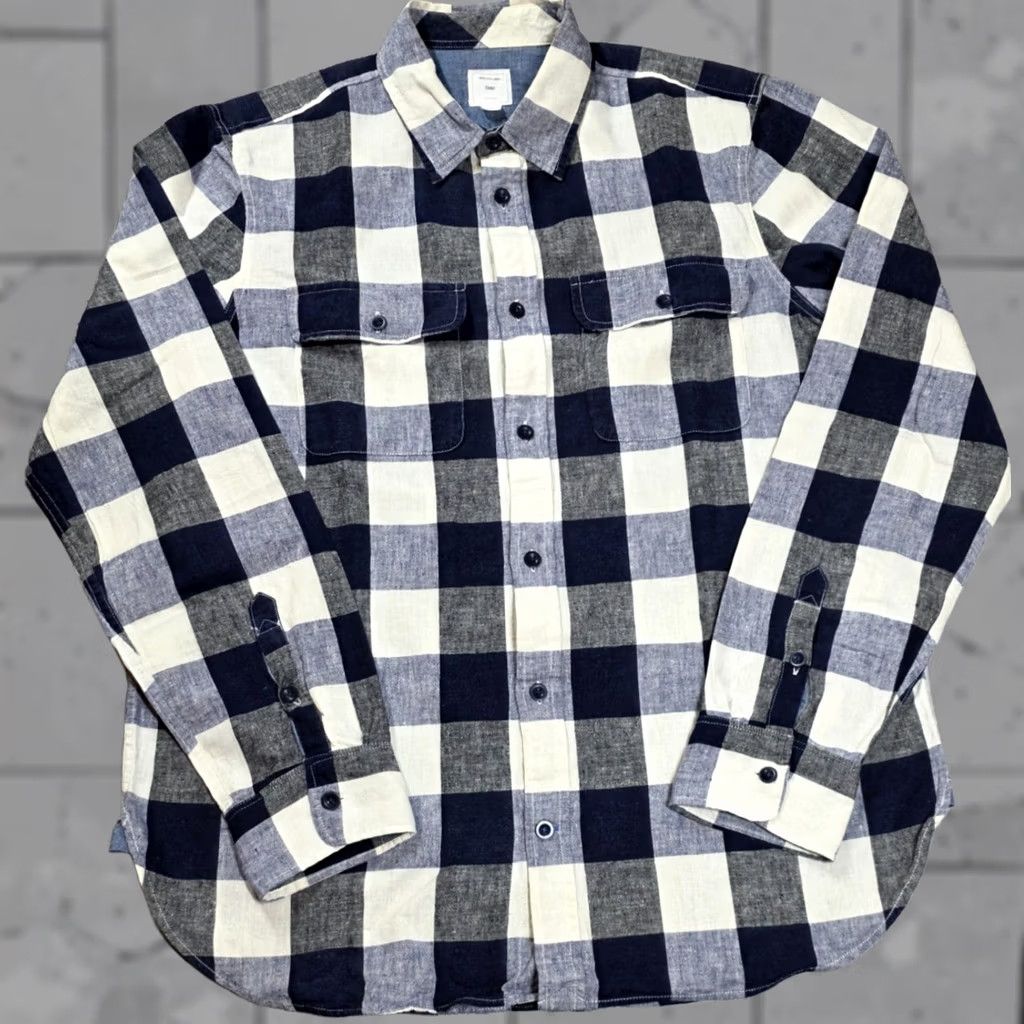 Gap Gap Button-Up Shirt Linen Blend Long Sleeve Blue White Check Gingham (L) Mens Casual Shirt Size US L / EU 52-54 / 3 - 1 Thumbnail