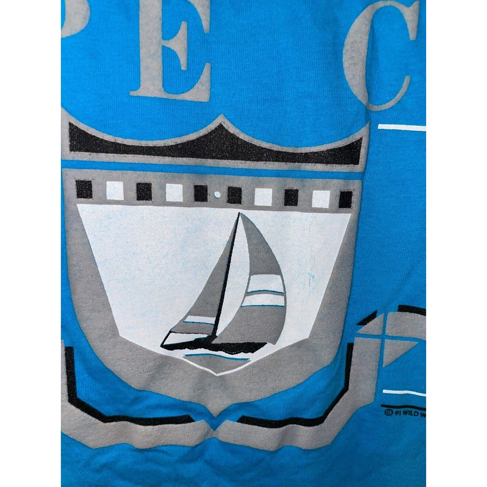 Jerzees Vintage Cape Cod Shirt MA Boat Sailboat Blue Tee VTG 90s L Size US L / EU 52-54 / 3 - 5 Thumbnail