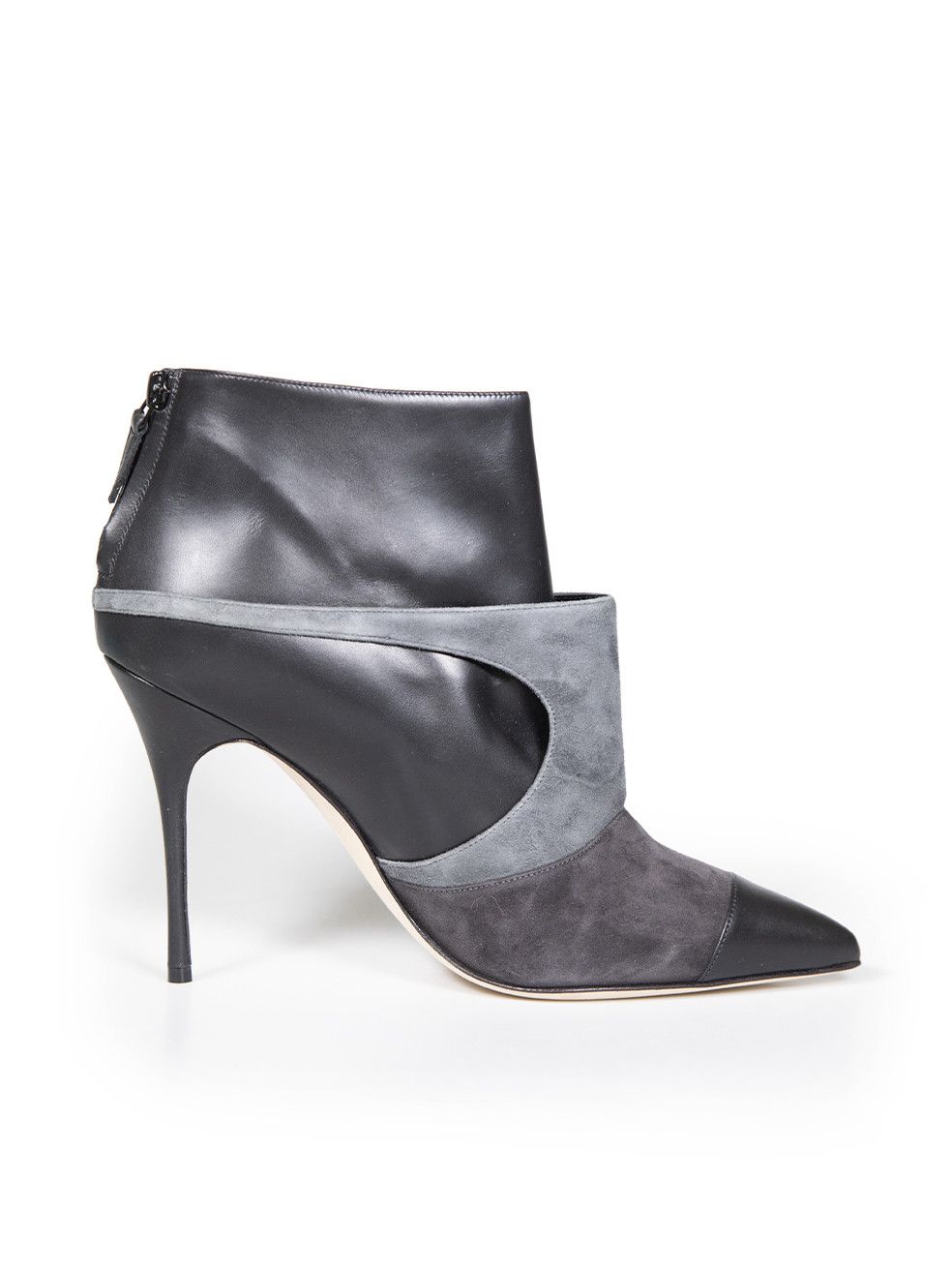 image of Manolo Blahnik Black Cut-Out Panel Ankle Boots, Women's (Size 11)