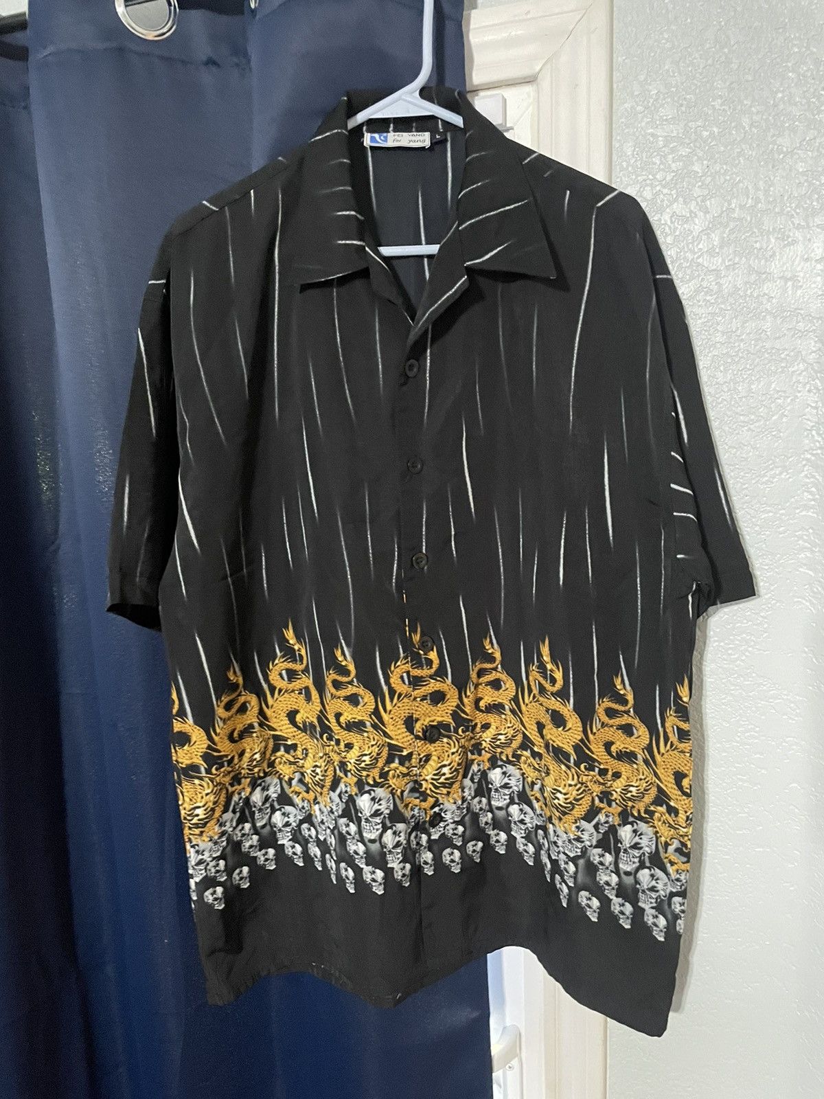 JNCO × Japanese Brand × Vintage Vintage Y2K Skull Dragon Button Shirt Mens Size Large AOP Size US L / EU 52-54 / 3 - 1 Thumbnail