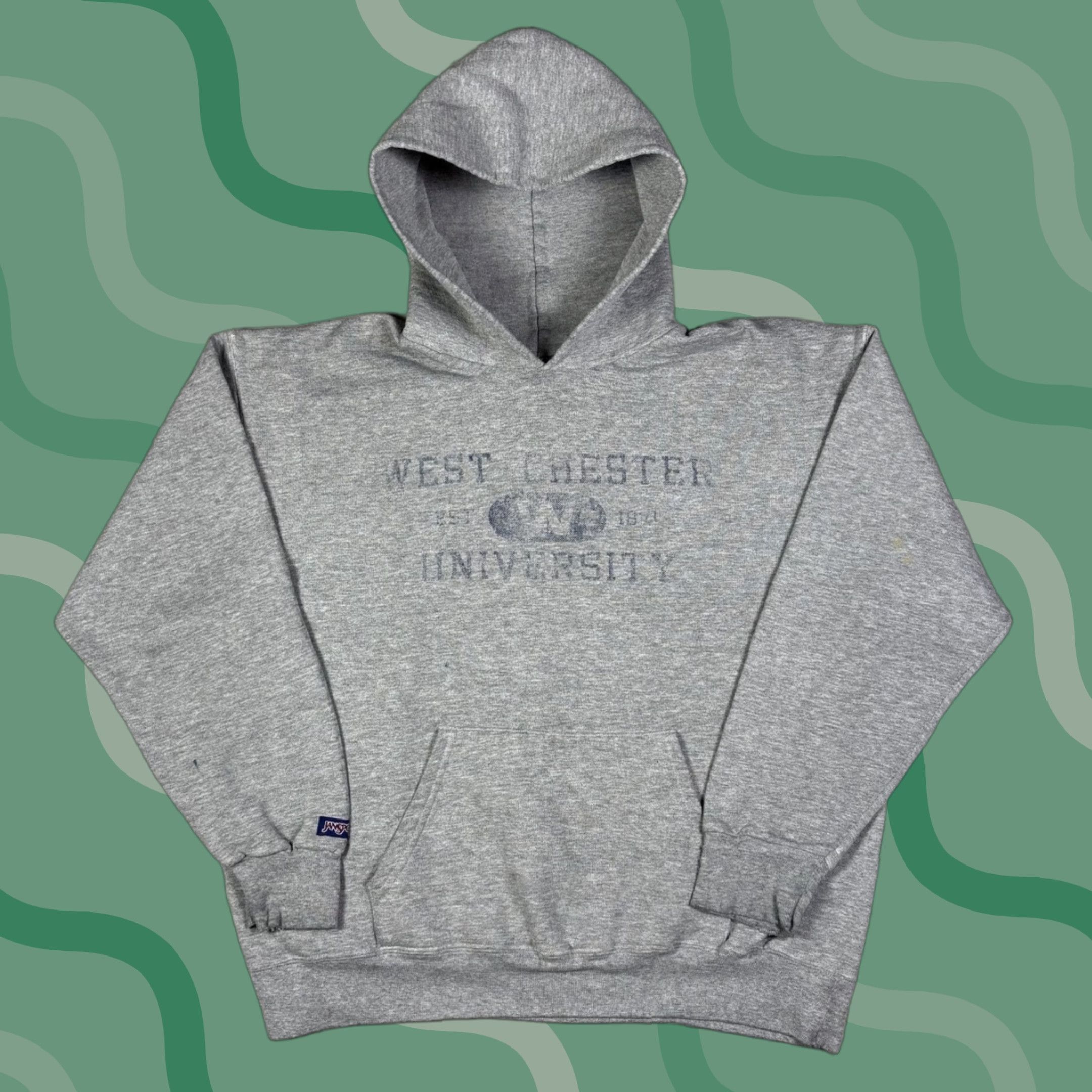 Jansport VINTAGE Jansport Hoodie Men L 90s College Gray Cotton Graphic Print Hooded Distressed Logo Size US L / EU 52-54 / 3 - 1 Thumbnail