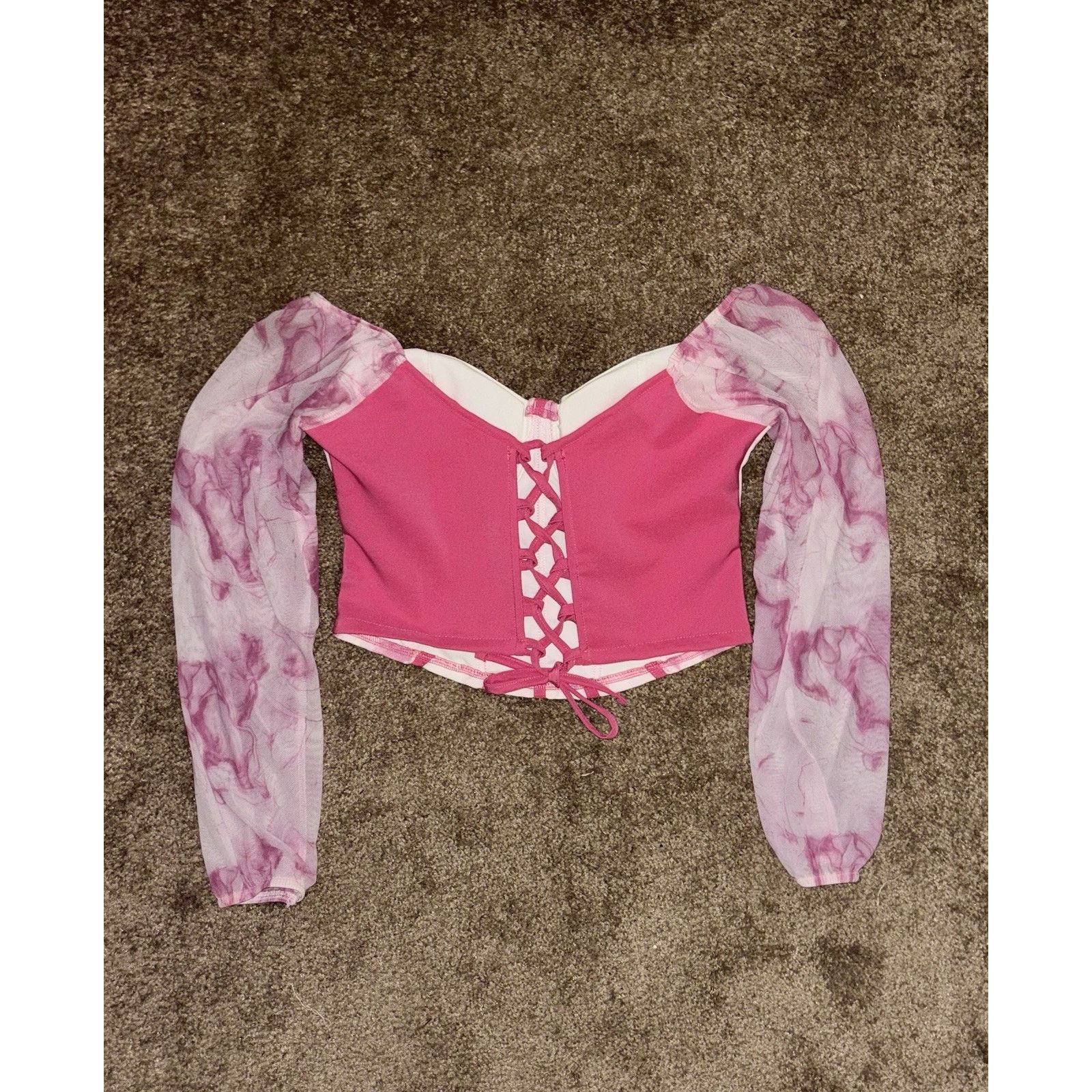 Abercrombie & Fitch Women’s Pink Corset Top Sheer Puff Sleeves Small Y2K Fairy Size S / US 4 / IT 40 - 8 Thumbnail