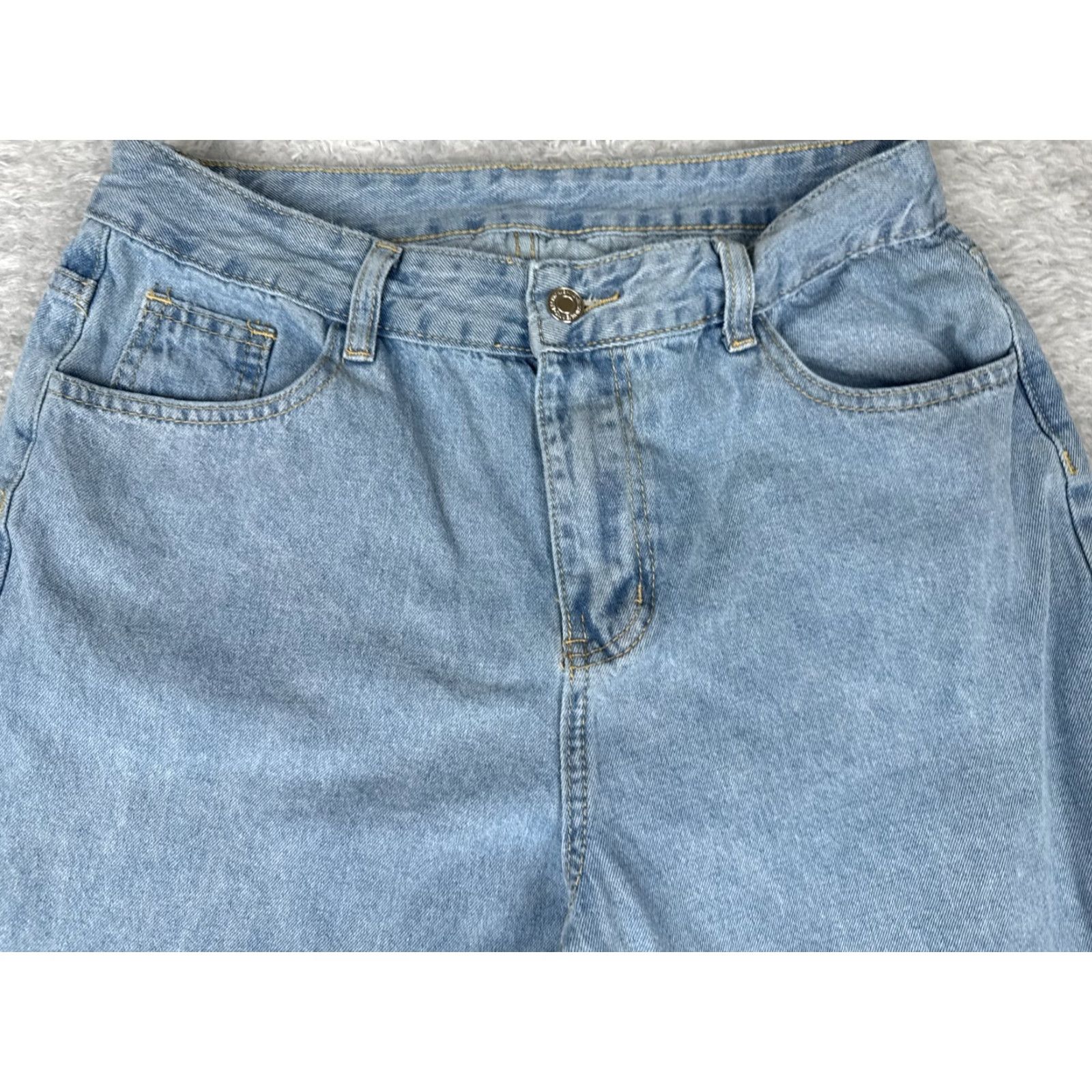 Shein SheIn Jeans Womens 8 Blue Denim Wide-Leg High Rise Cotton Blend Light Wash 28x30 Jeans Womens 8 Blue Denim Light Wash 90s Retro Wide-Leg Mens? Size 30" / US 8 / IT 44 - 4 Thumbnail