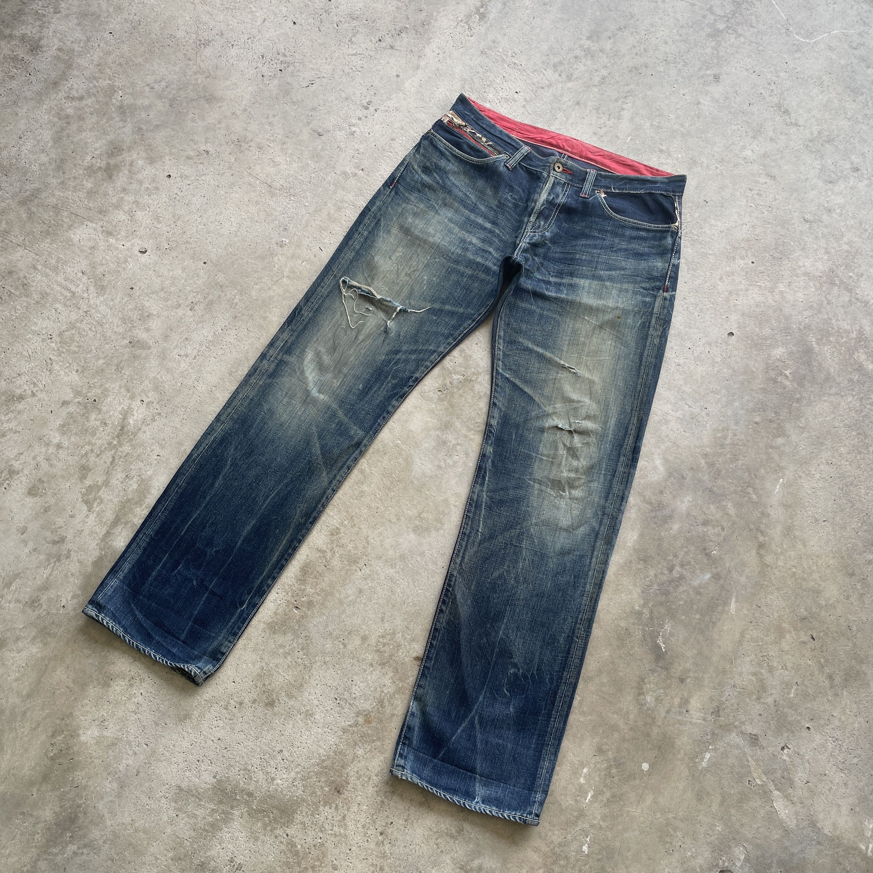 Japanese Brand VINTAGE JAPANESE RUSTY JEANS DISTRESSED FADED PANTS W35x34 Size US 35 - 1 Thumbnail