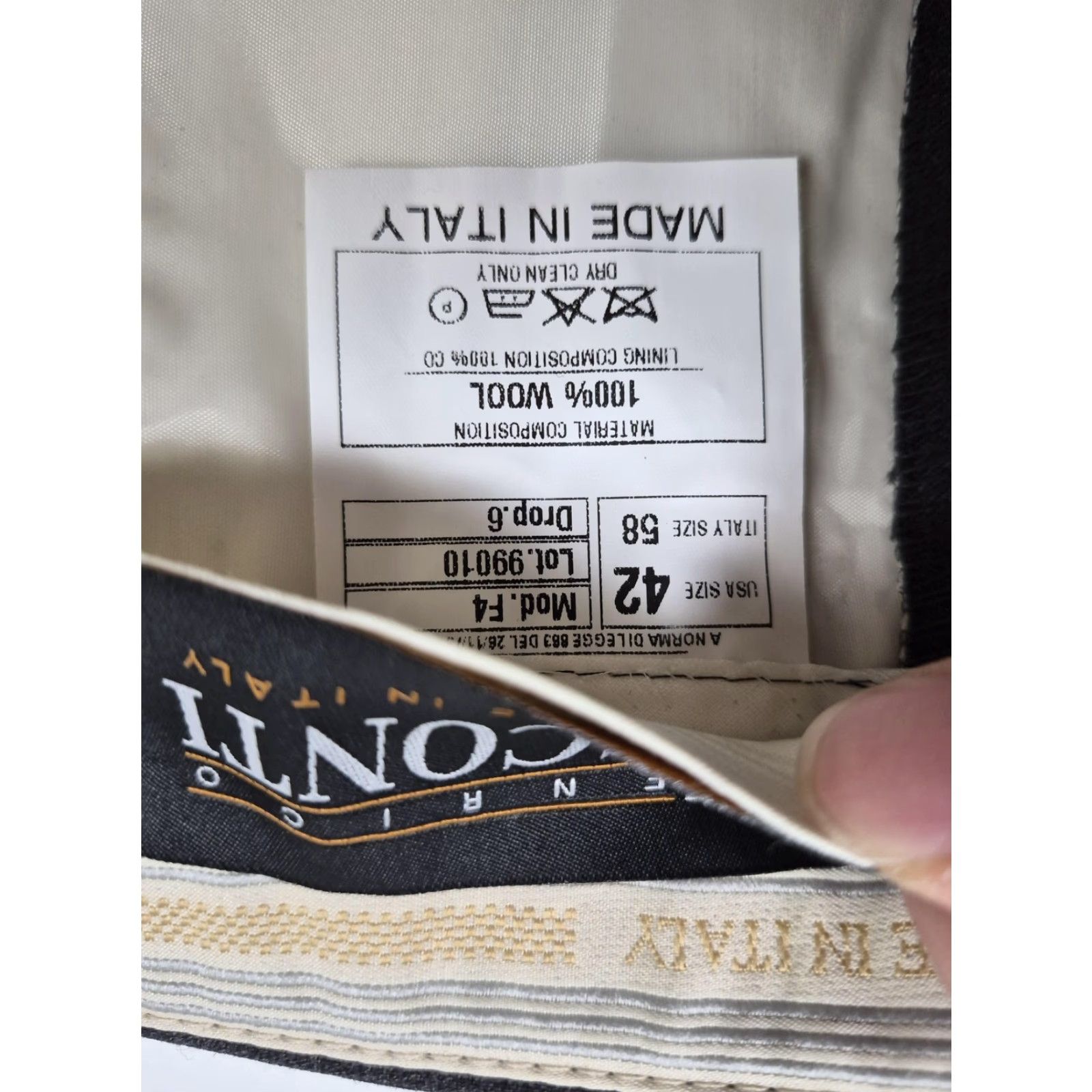 Vintage Enrico Visconti Dress Pants Mens 42x36 Gray Wool Straight Italy Flat Front Size US 42 / EU 58 - 6 Thumbnail