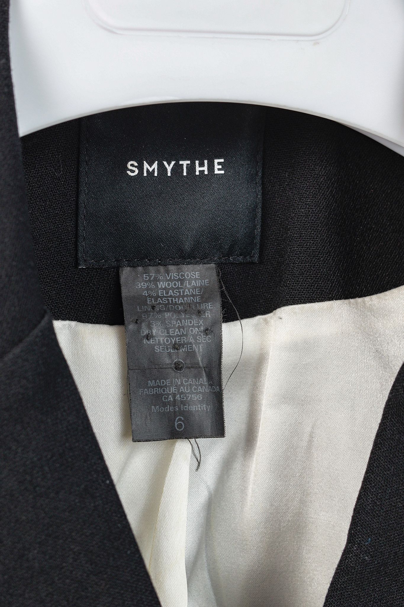 SMYTHE Smythe Black Wool-Blend 3-Button Wrap Blazer Size M / US 6-8 / IT 42-44 - 4 Thumbnail