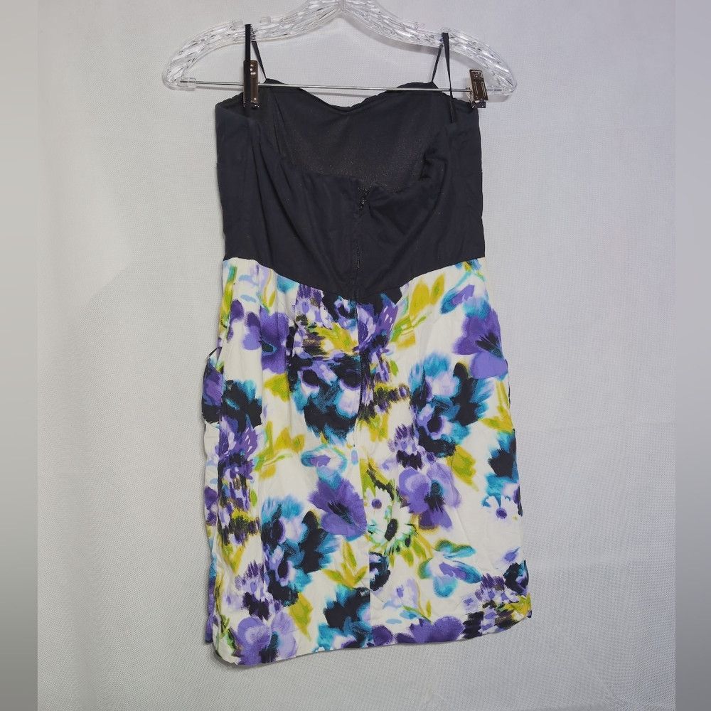 Other IZ Byer Sz 9 Vintage Purple/Black Floral Strapless Dress Size M / US 6-8 / IT 42-44 - 2 Thumbnail