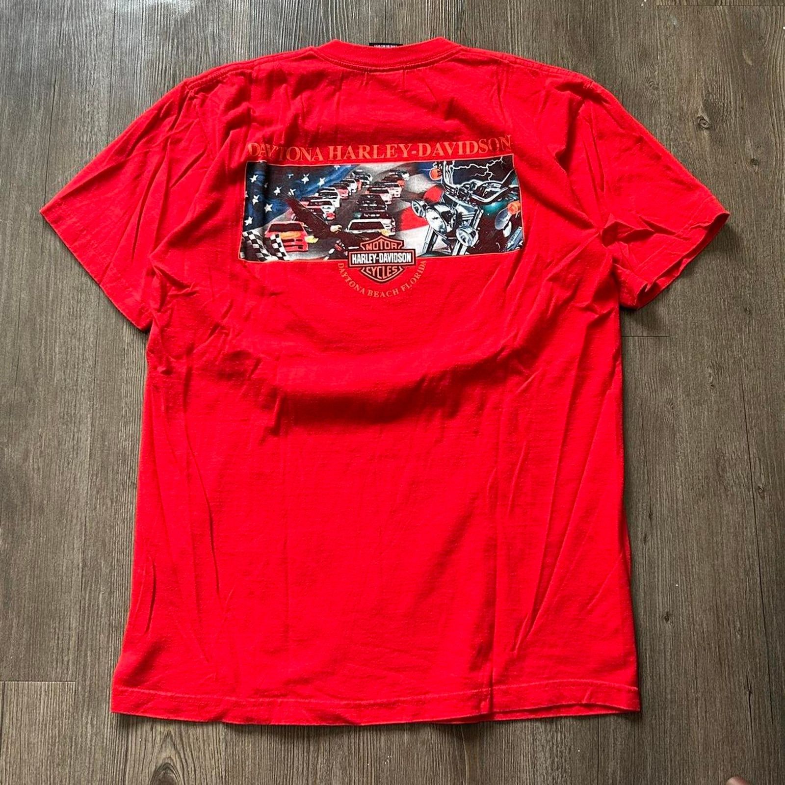 Harley Davidson Y2K Harley Davidson Chrome Logo Red Short Sleeve Tee. Sz L Size US L / EU 52-54 / 3 - 3 Thumbnail