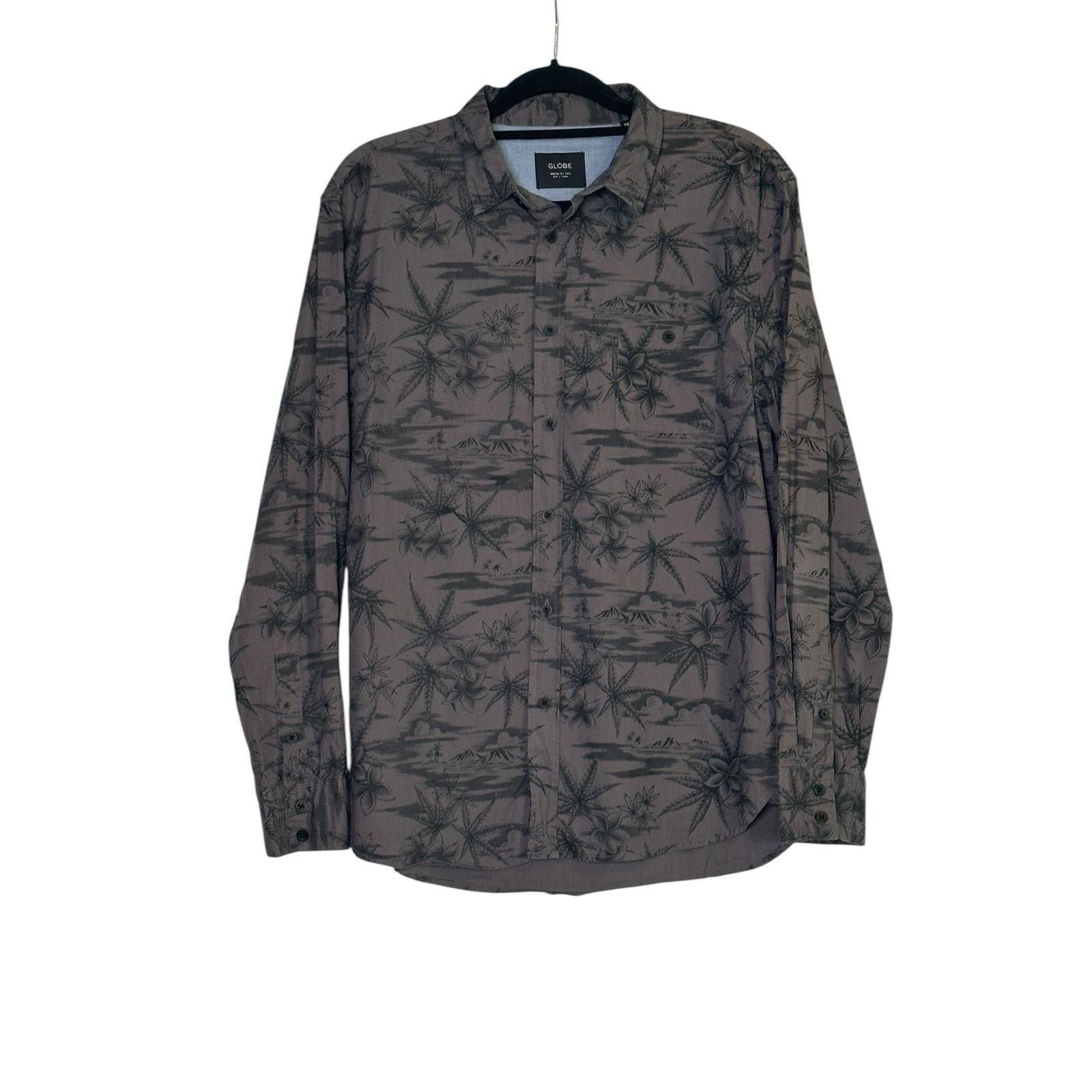 Globe Globe gray Hawaiian print long sleeves button shirt size M Size US M / EU 48-50 / 2 - 8 Thumbnail