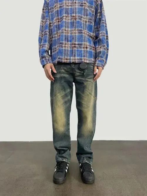 Japanese Brand Retro washed distressed corrugated jeans Size US 32 / EU 48 - 4 Thumbnail