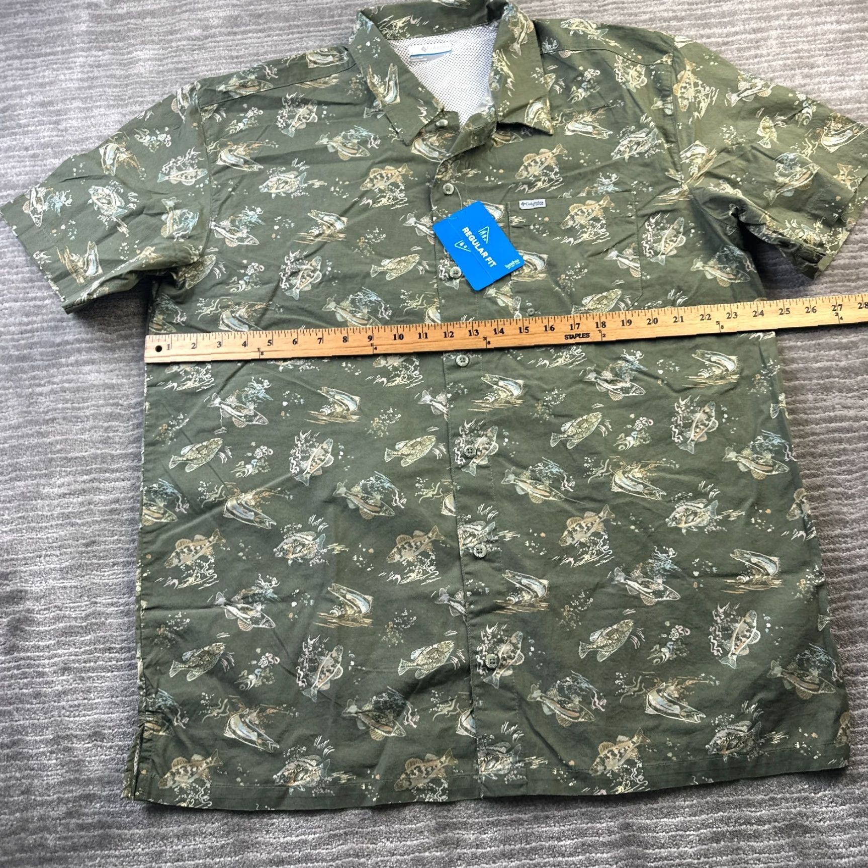 Vintage Columbia Shirt Mens Large Green PFG Button-Up Short Sleeve Casual Outdoor Breathable Pockets nocuh? Size US L / EU 52-54 / 3 - 7 Thumbnail