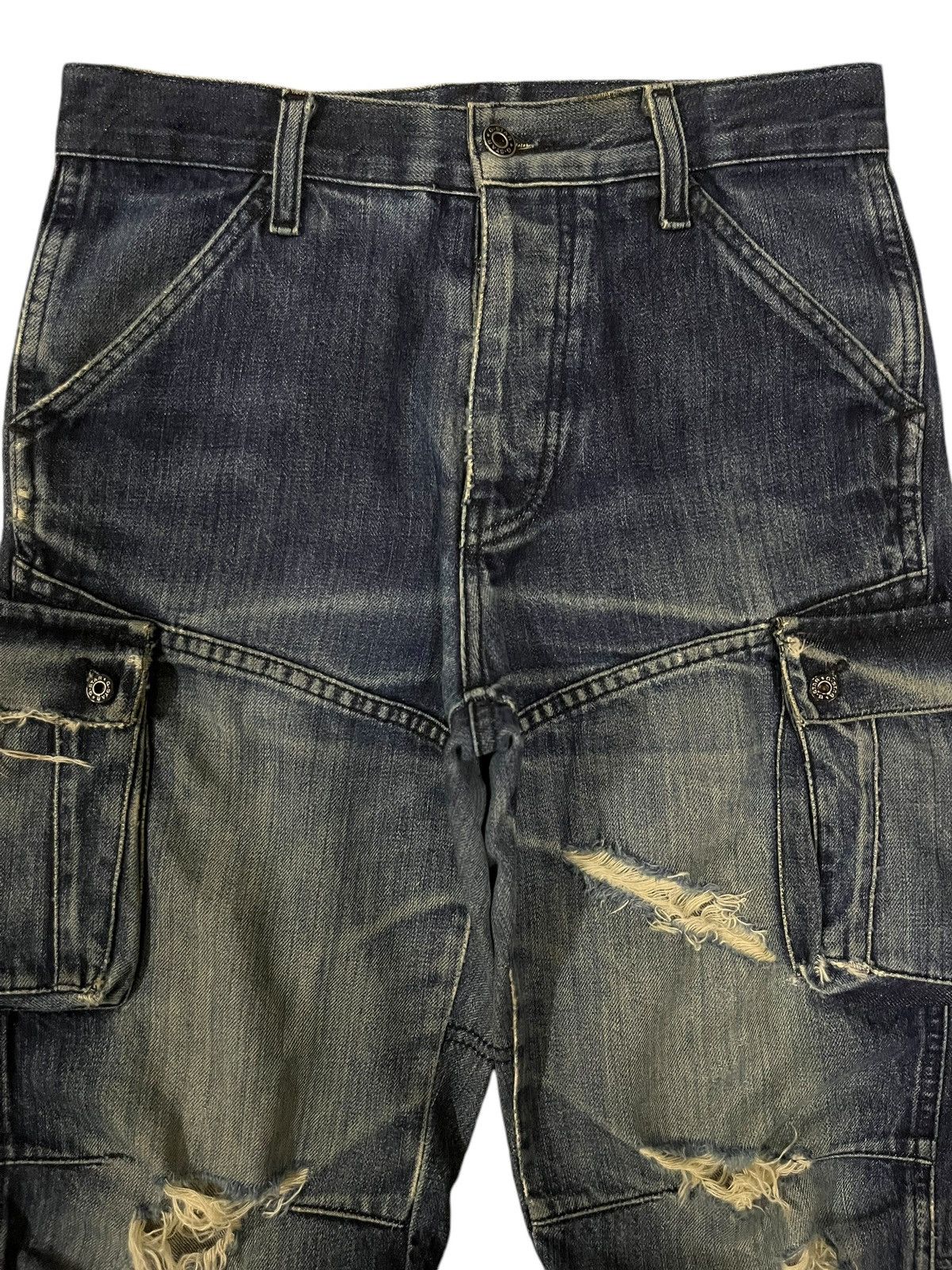 G-Star Vintage G Star Raw Blue Washed Cargo Ripped Distressed Jeans Size US 30 / EU 46 - 3 Thumbnail