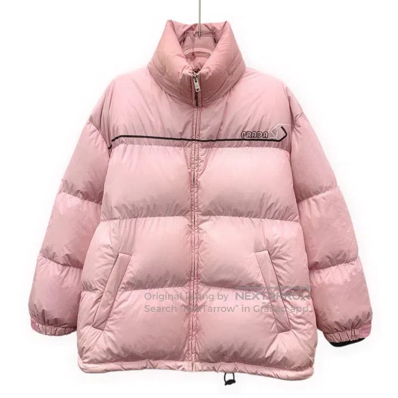 Prada Prada Pink line logo letter print stand-up collar zipper l Size XS / US 0-2 / IT 36-38 - 1 Thumbnail