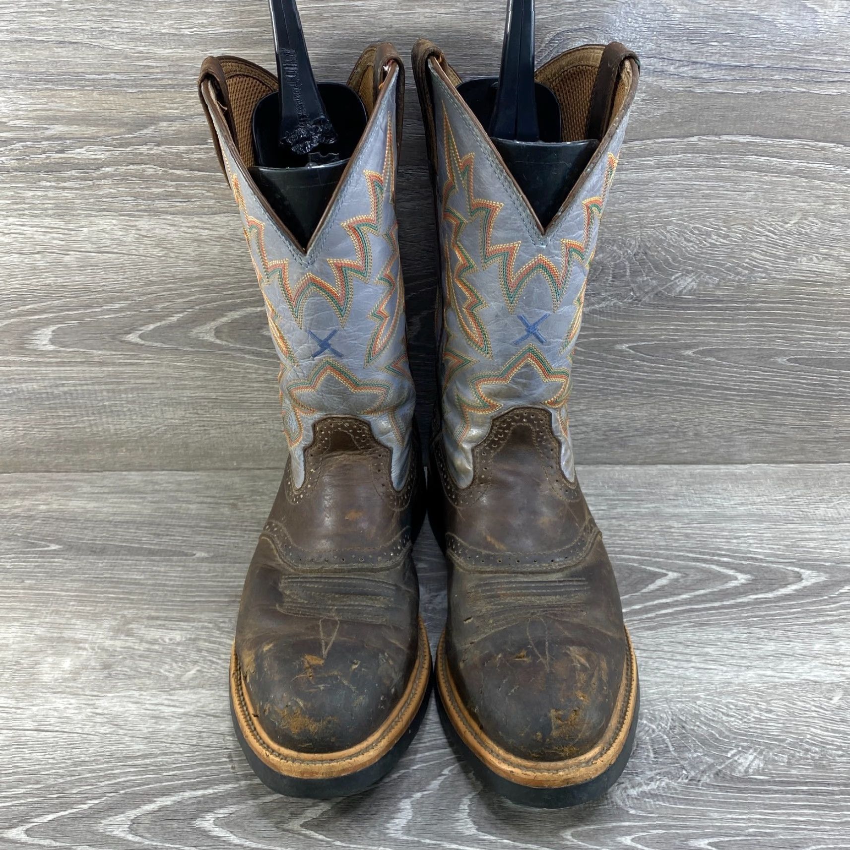 Twisted X Twisted X Mens 10.5 D Brown Blue Leather Cowboy Boots Steel Toe Western Work Size US 11 / EU 44 - 3 Thumbnail