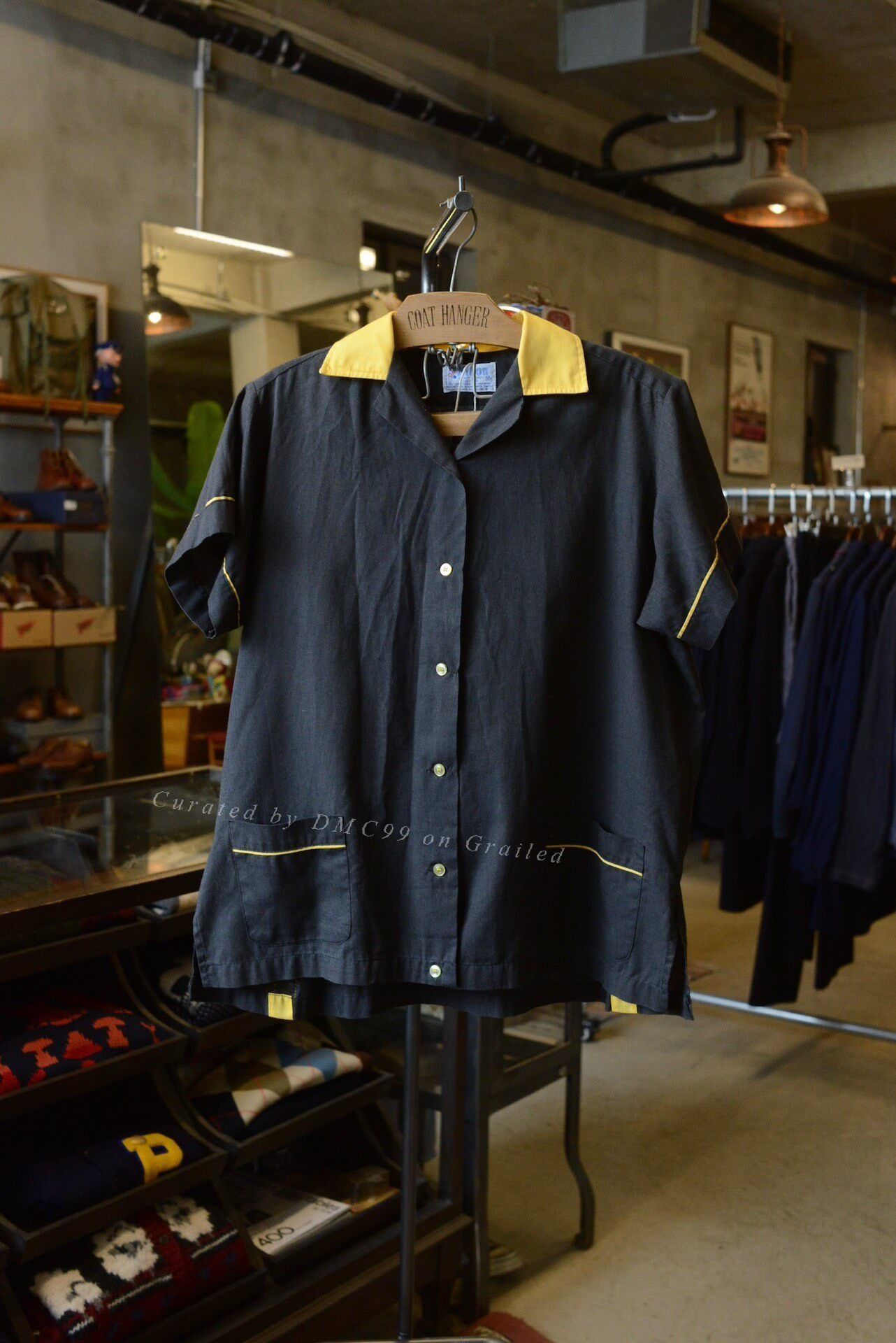 Vintage 1960s Hilton Yellow Black Bowling Shirt Size US M / EU 48-50 / 2 - 1 Thumbnail