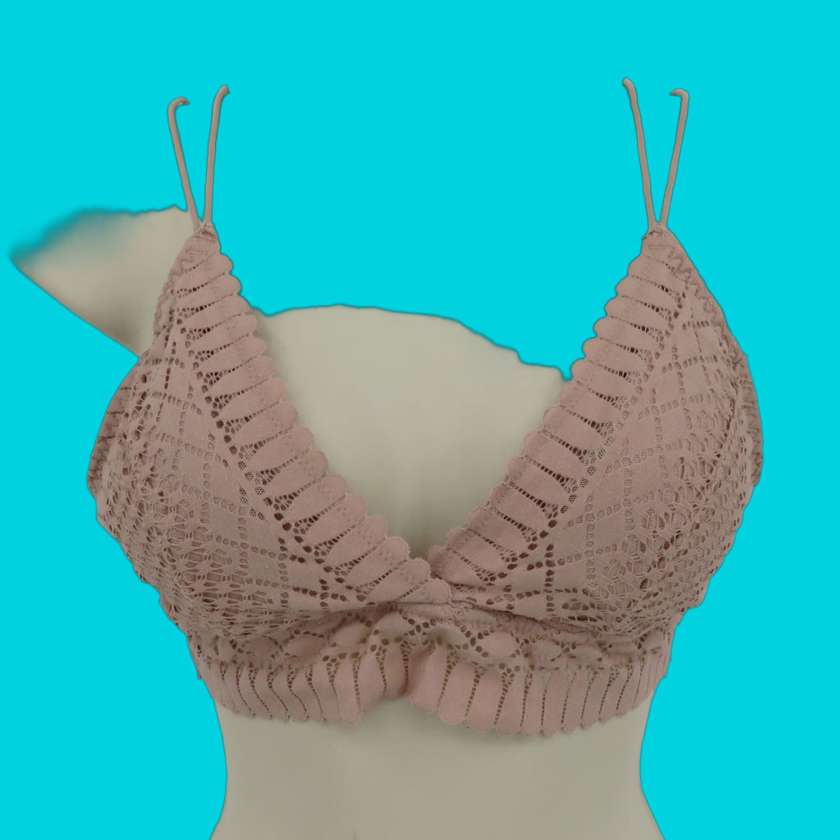 Vintage Anemone Bra Women M Pink Lace Wireless Lined Bralette Nylon Blend Size ONE SIZE - 1 Thumbnail