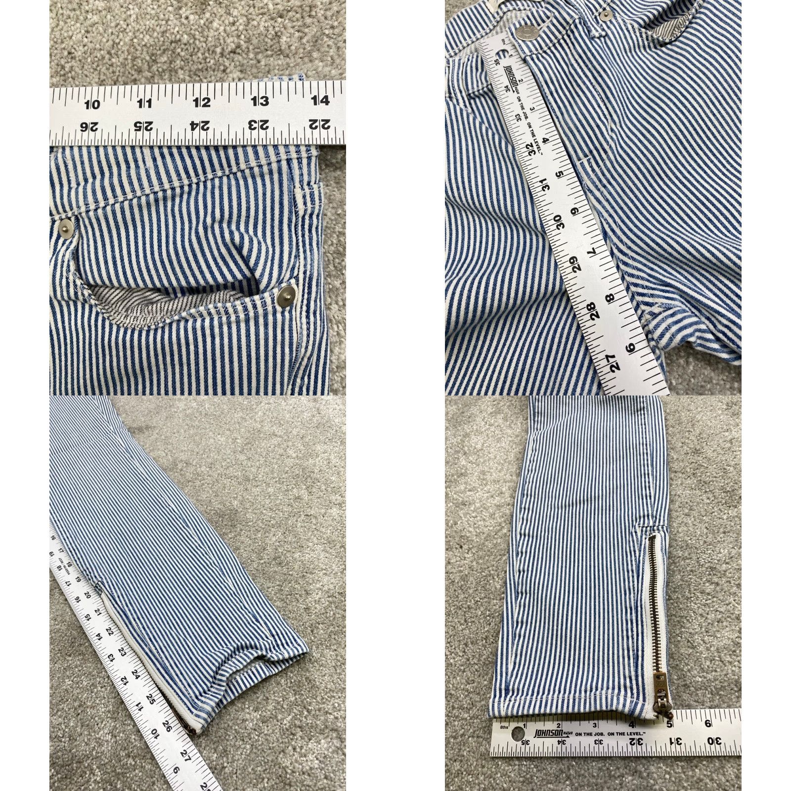 Madewell Madewell Jeans Women's 28 Blue White Striped Denim Slim Fit Zippered Ankles 5327 - Shirt/Jeans? Size 28" / US 6 / IT 42 - 9 Thumbnail
