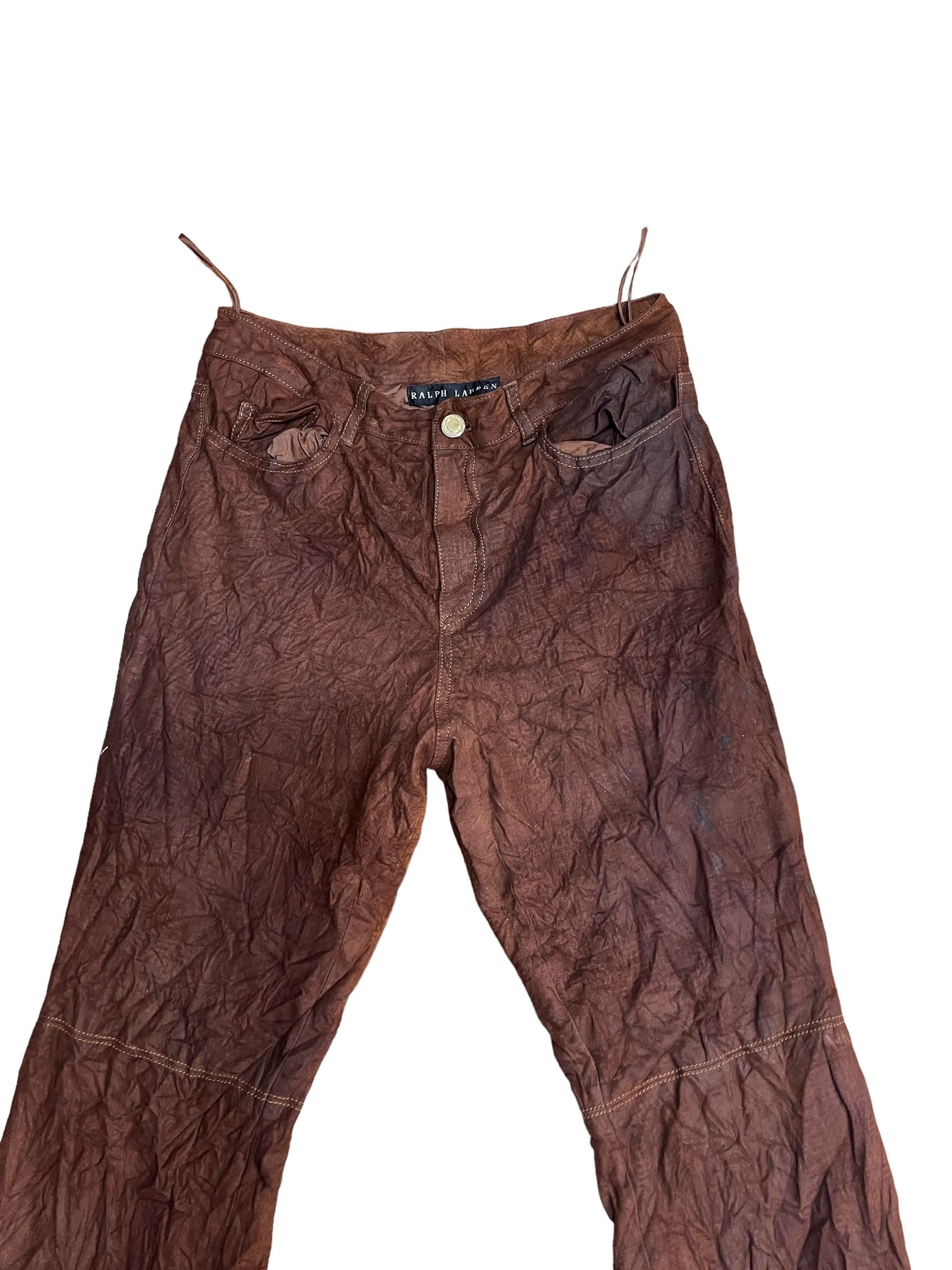 Leather × Polo Ralph Lauren Vintage Polo Ralph Lauren Monogram Goat Suede Trouser Size US 30 / EU 46 - 17 Thumbnail