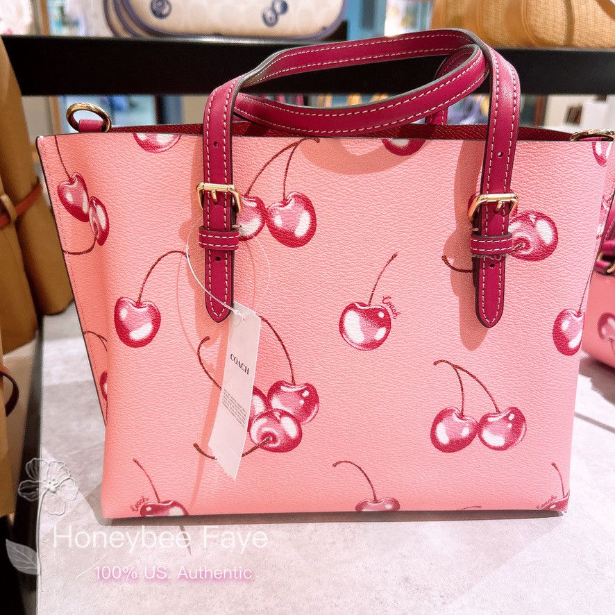 Coach 🍒 Mollie Tote Bag 25 With Cherry Print CR293 Size ONE SIZE - 4 Thumbnail