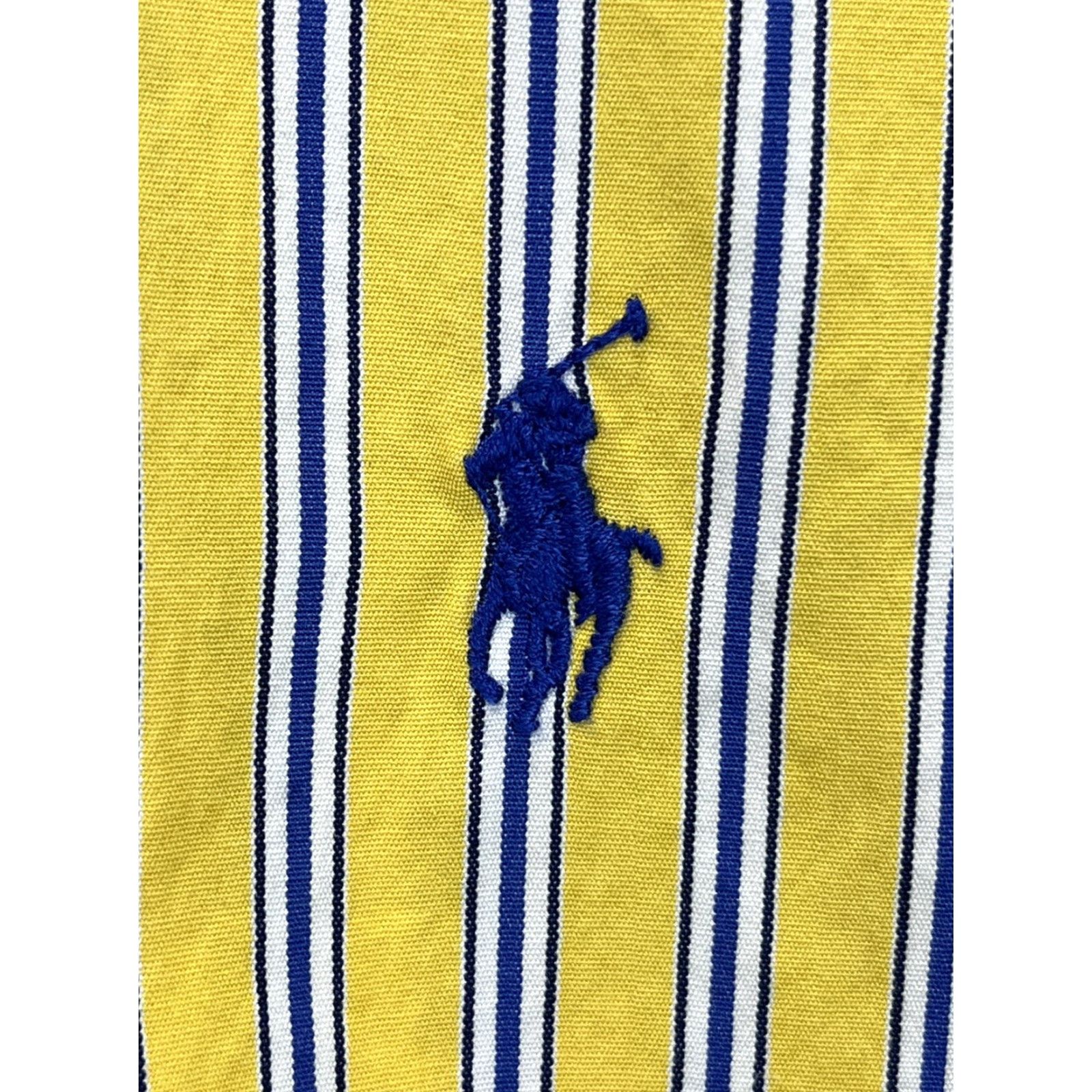 Polo Ralph Lauren VINTAGE Polo Ralph Lauren Shirt Striped Button-Up Long Sleeve Men L Custom Fit Blue Yellow, GUC, Size L Mens Size US L / EU 52-54 / 3 - 4 Thumbnail