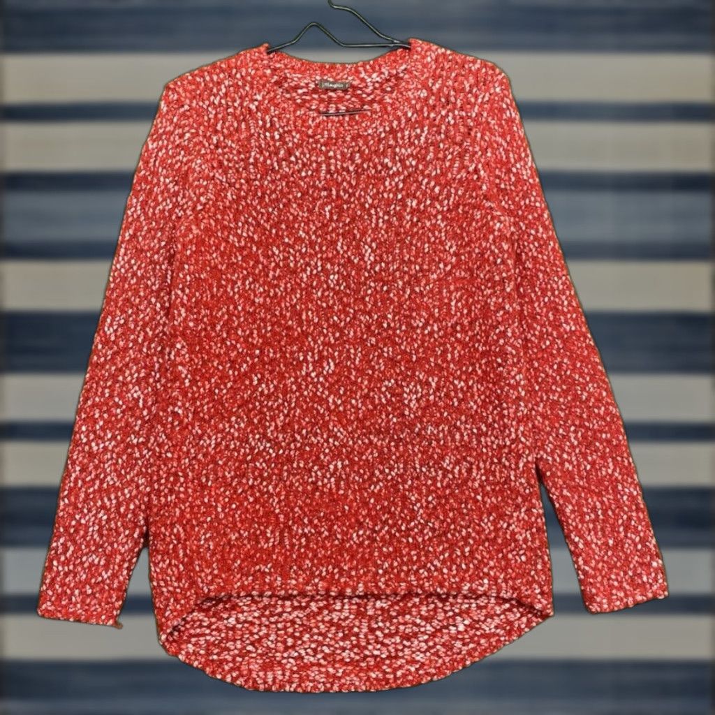 J. McLAUGHLIN Sweater Medium M Red Merino Wool Blend Long Sleeve Pullover Womens