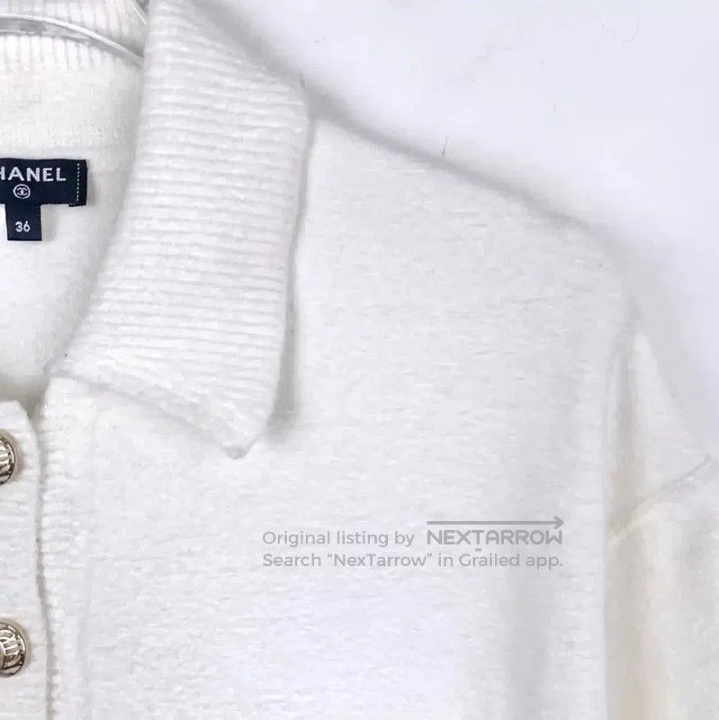 Chanel Chanel White Wool Short Sleeve Sweater . Size S / US 4 / IT 40 - 3 Thumbnail