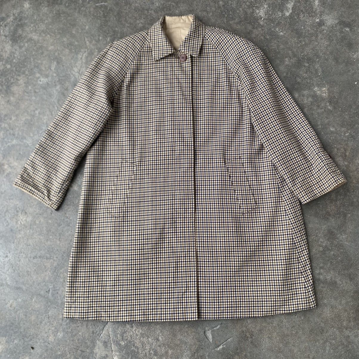 Aquascutum Aquascutum Reversible Houndstooth Balmacaan & Beige Mac Coat Size XL / US 12-14 / IT 48-50 - 2 Thumbnail