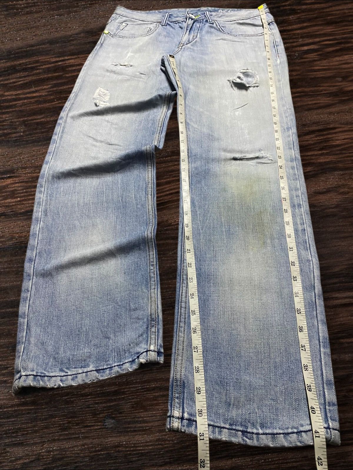 Adidas Vintage Adidas Light Wash Distressed Loose Jeans Size US 33 - 17 Thumbnail