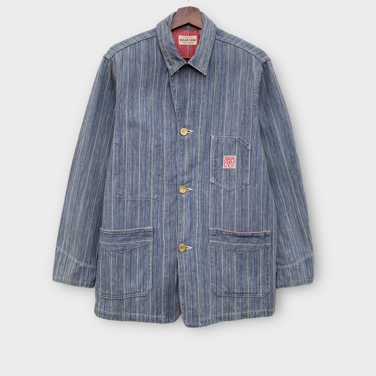 Toyo Enterprises VINTAGE SUGAR CANE DENIM STRIPE CHORE JACKET Size US M / EU 48-50 / 2 - 1 Thumbnail