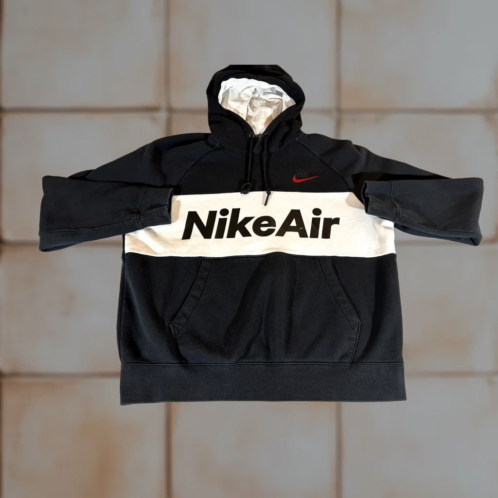 Nike Nike Hoodie Mens M Black White Colorblock Air Pullover Fleece Sweatshirt Graphic Print Embroidered Logo Kangaroo Pocket Size US M / EU 48-50 / 2 - 1 Thumbnail